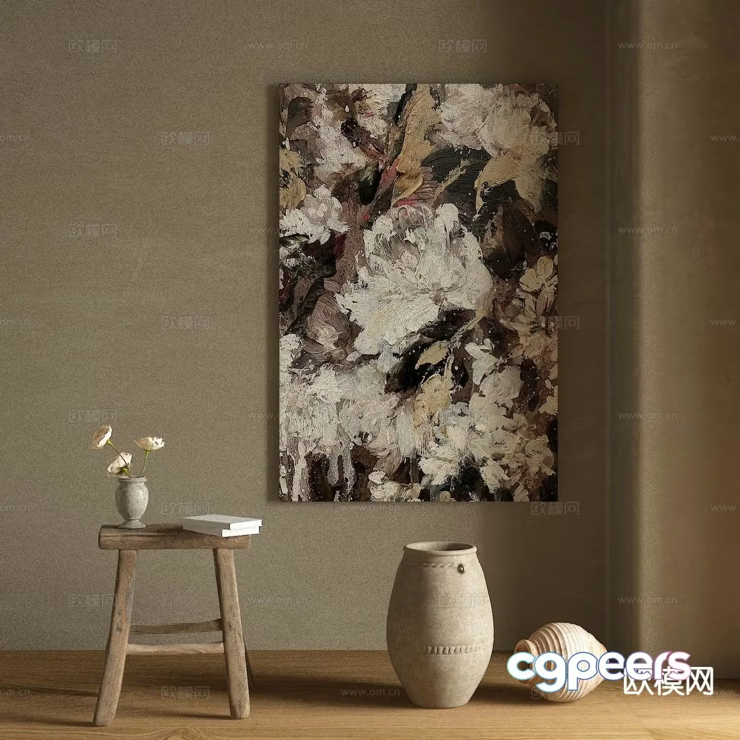 Nordic texture painting decorative painting hanging painting 3D model