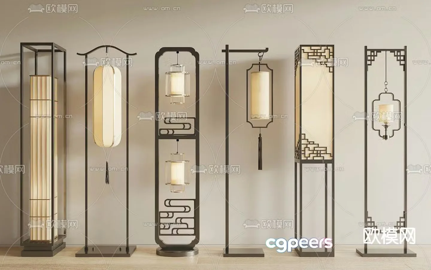 New Chinese style floor lamp 3d model