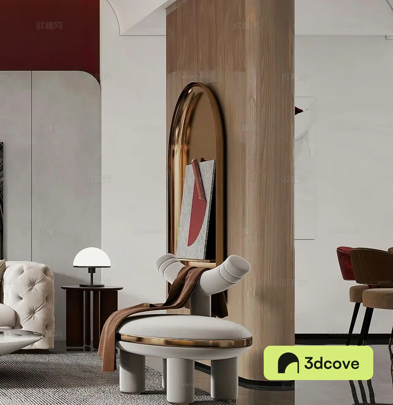 Modern leisure chair Light luxury leisure chair Side table corner coffee table desk lamp G688