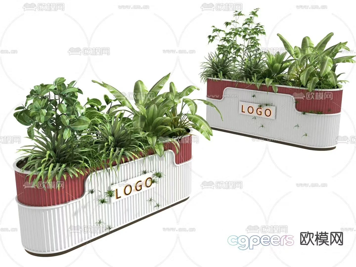 Outdoor flower box flower bed 3d model