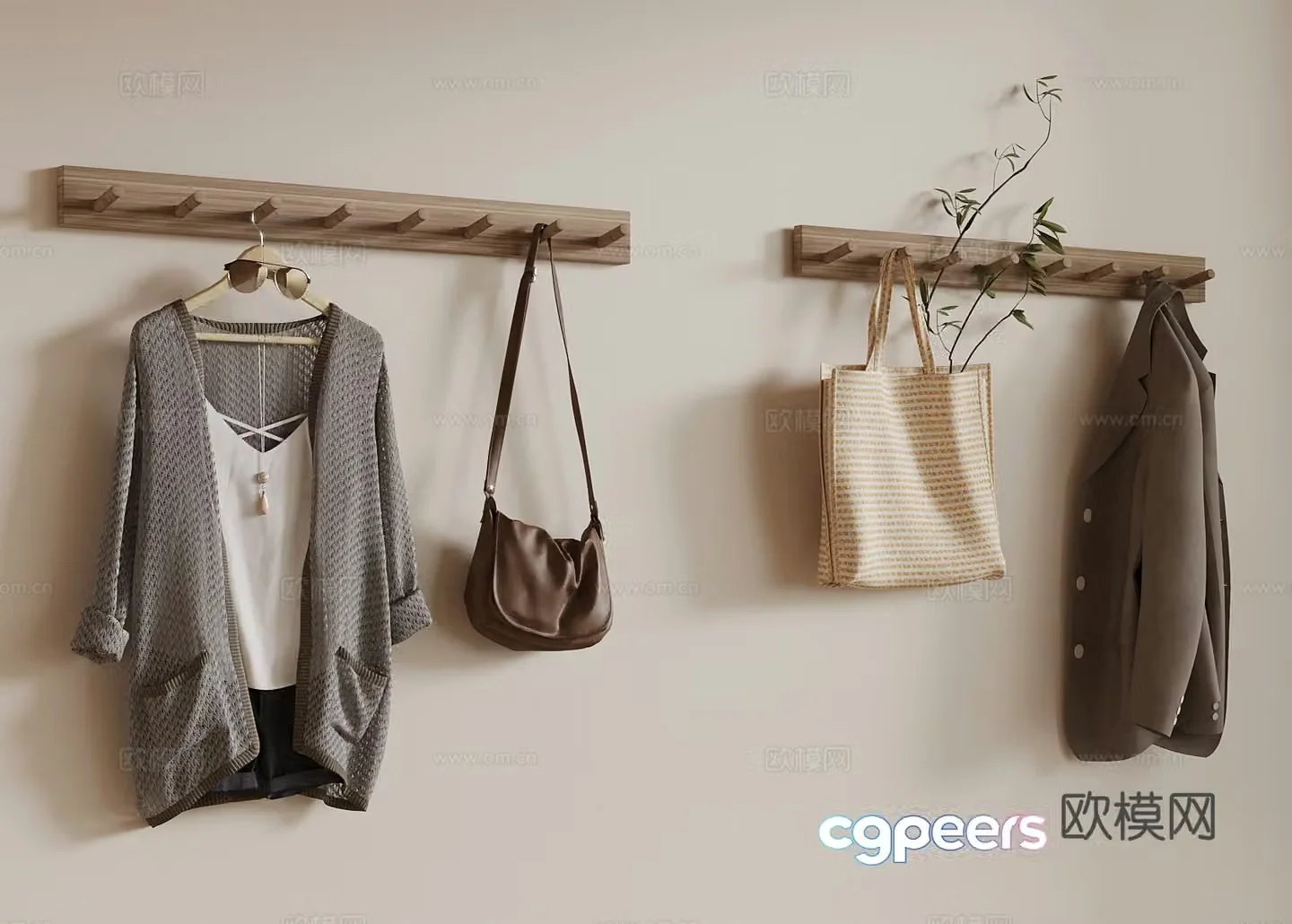 Modern clothes hook clothes board 3d model
