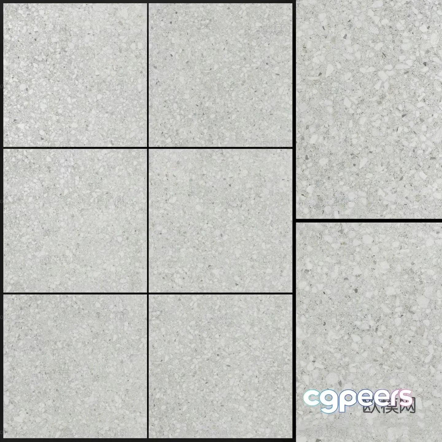 Terrazzo wall tiles gray wall tiles gray floor tiles 3D model