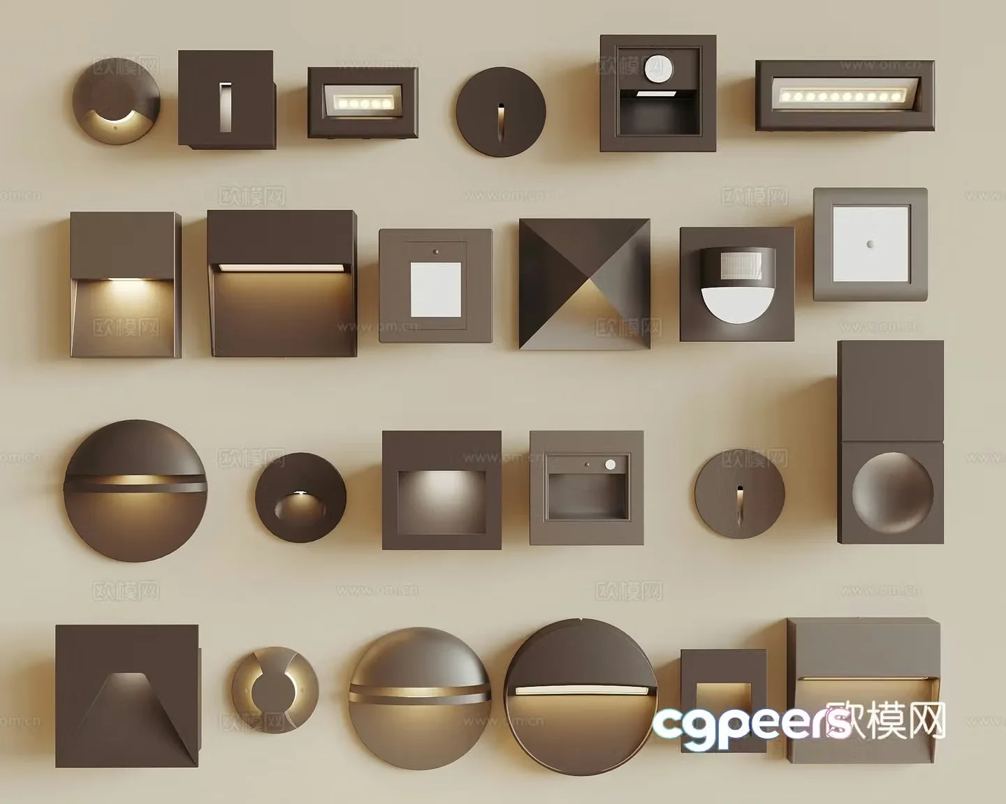 Modern induction lights floor lamps stair lamps kicklights wall lamps night lamps 3D model