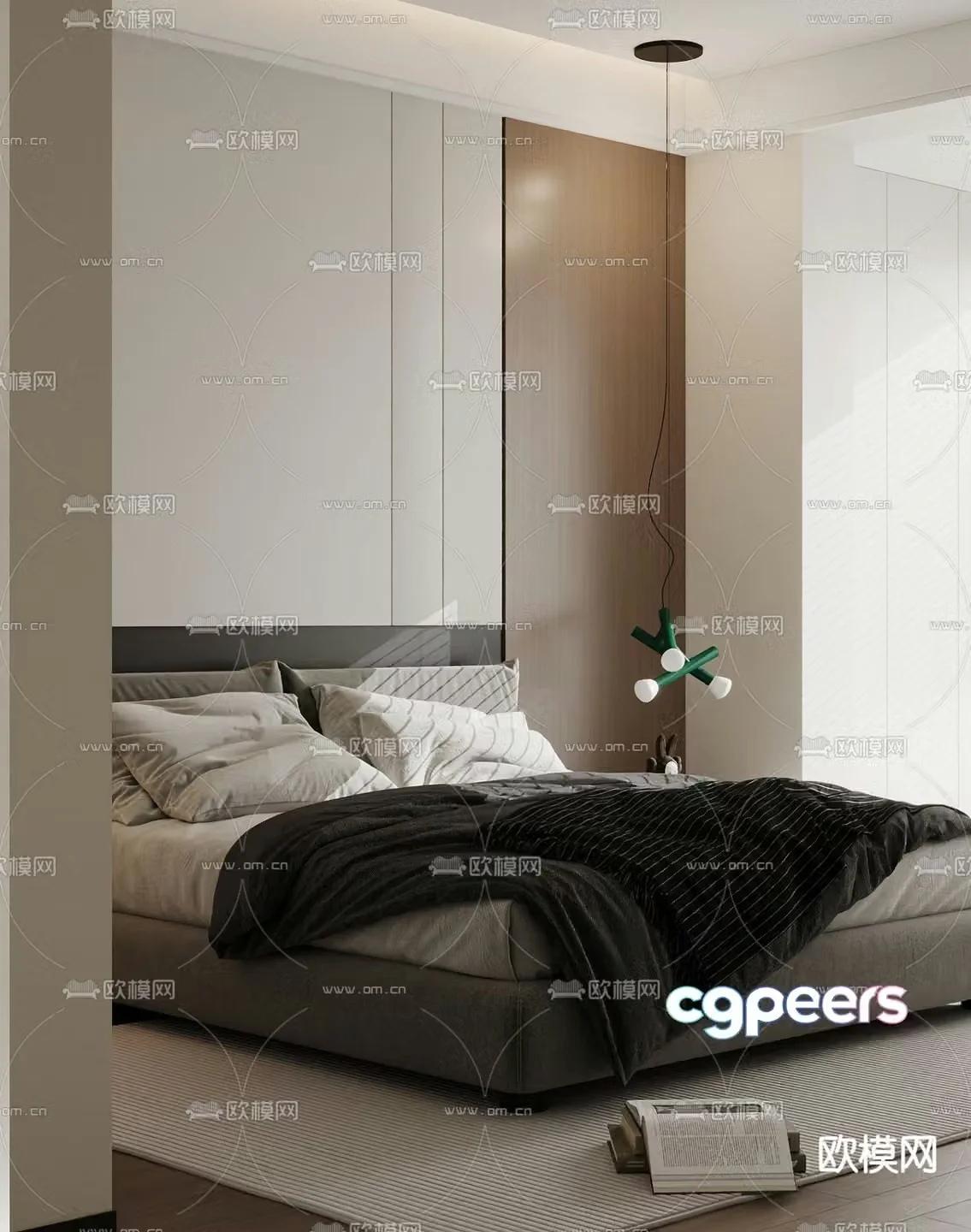 Modern double bed 3d model