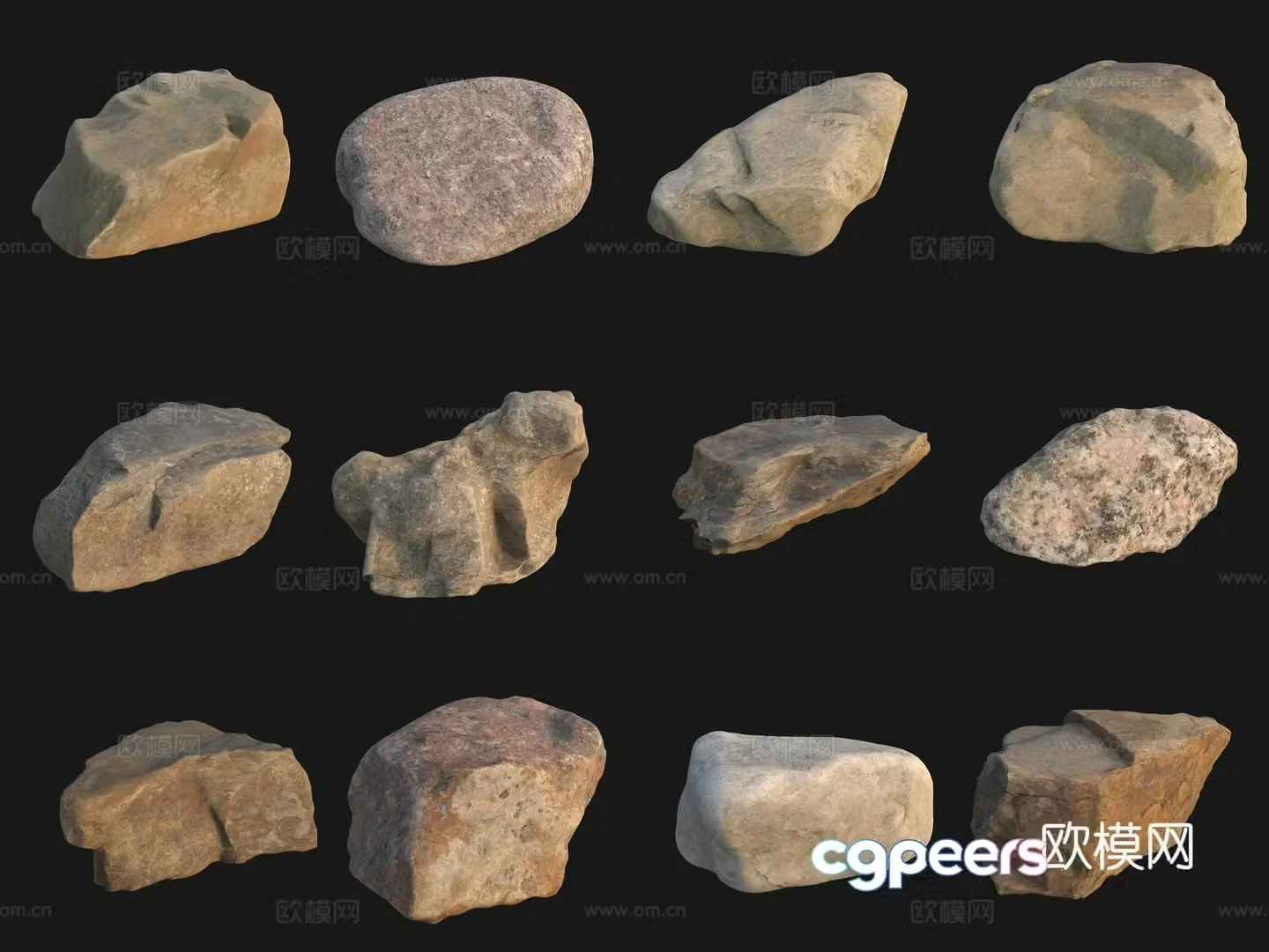 Rock big stone big stone pile 3d model
