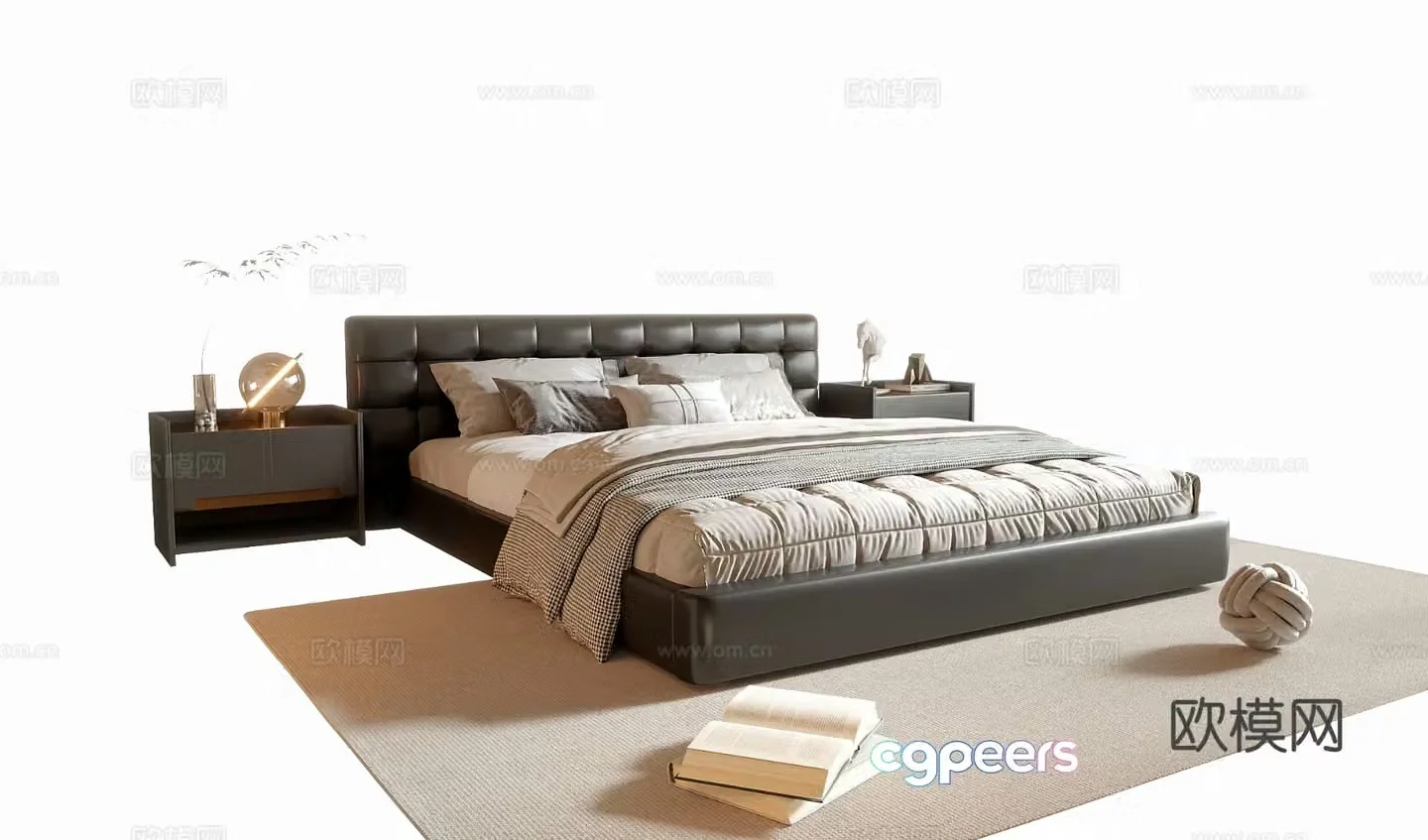 Italian double bed 3d model