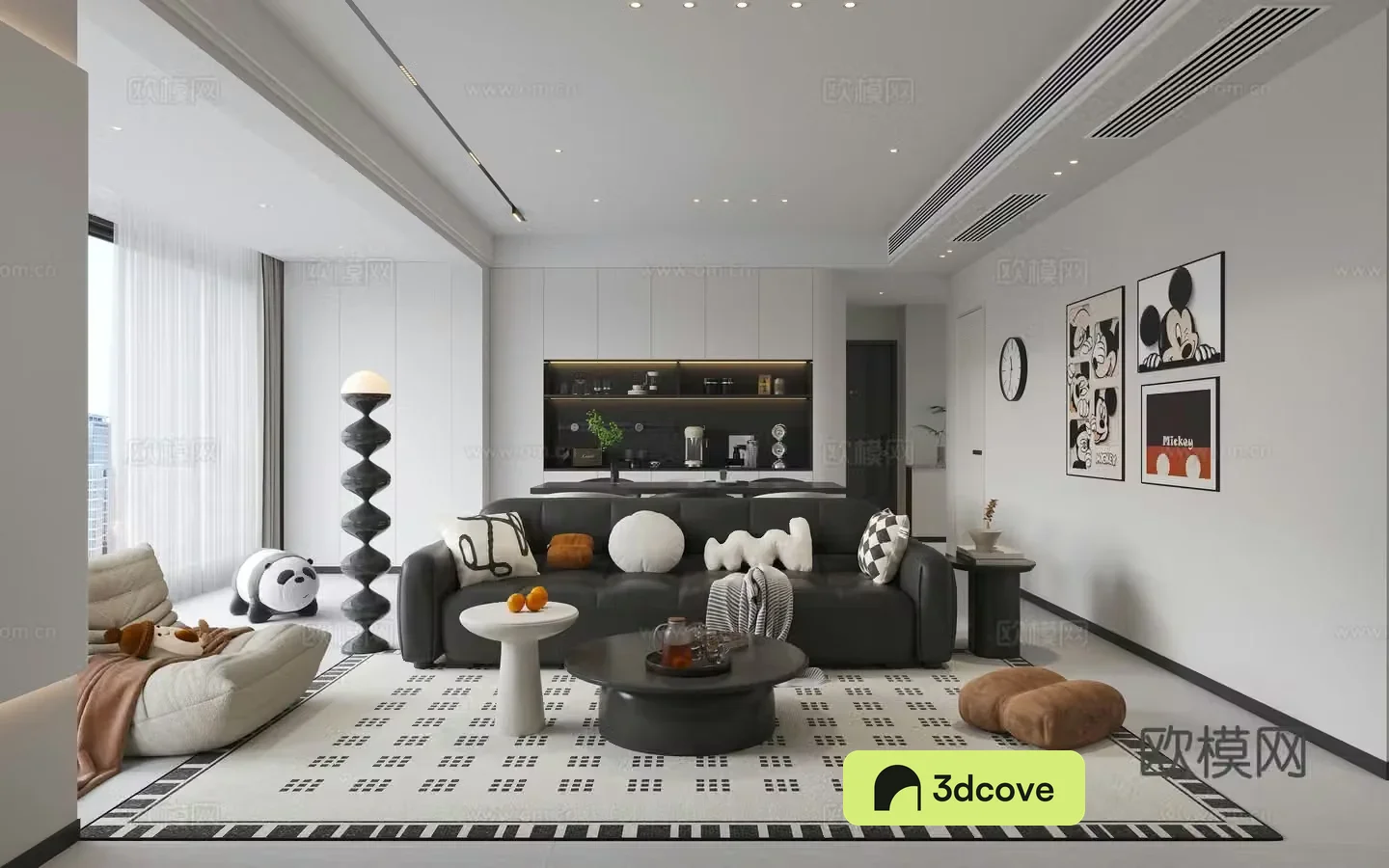 Modern living and dining room