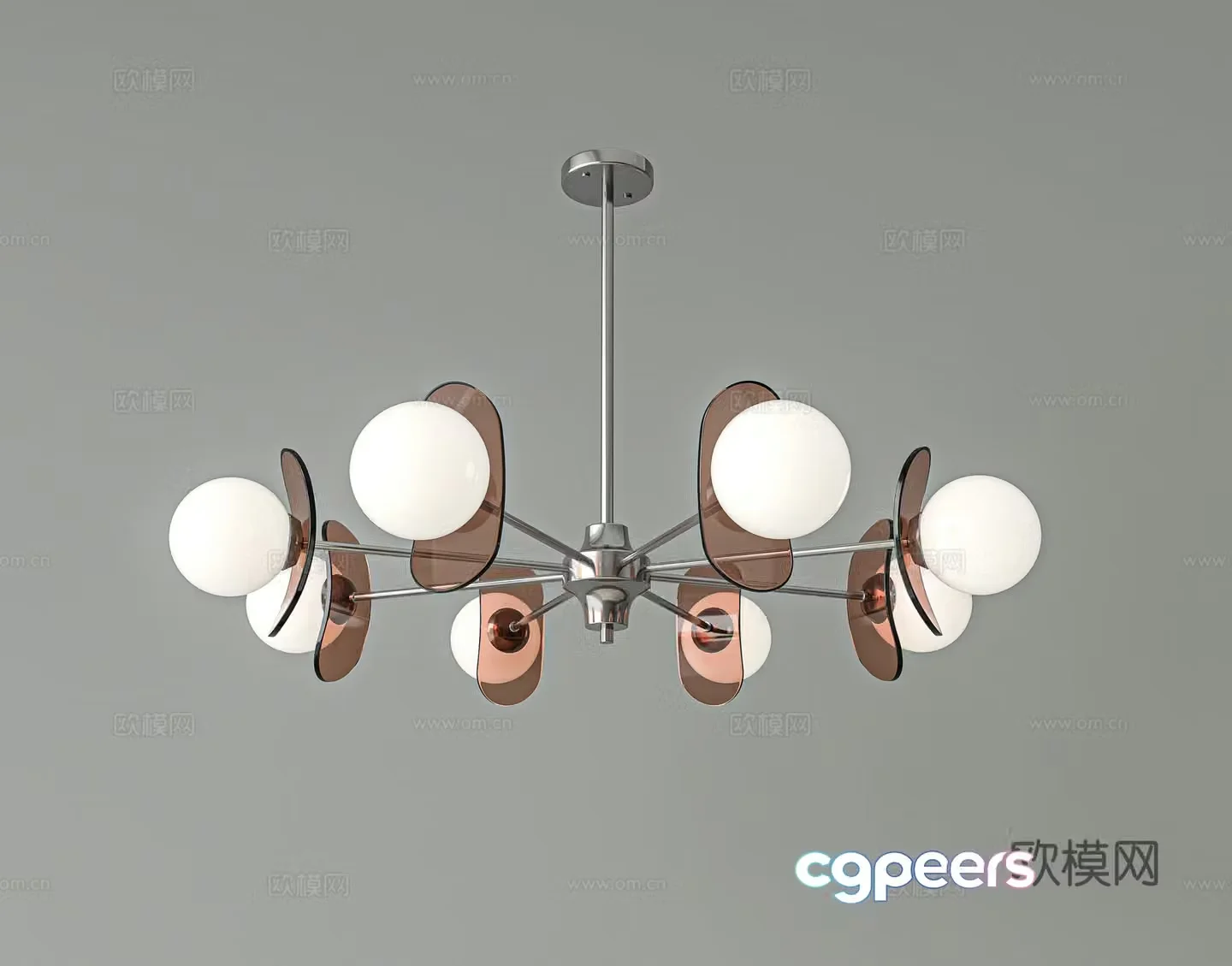 Modern multi-head chandelier 3d model