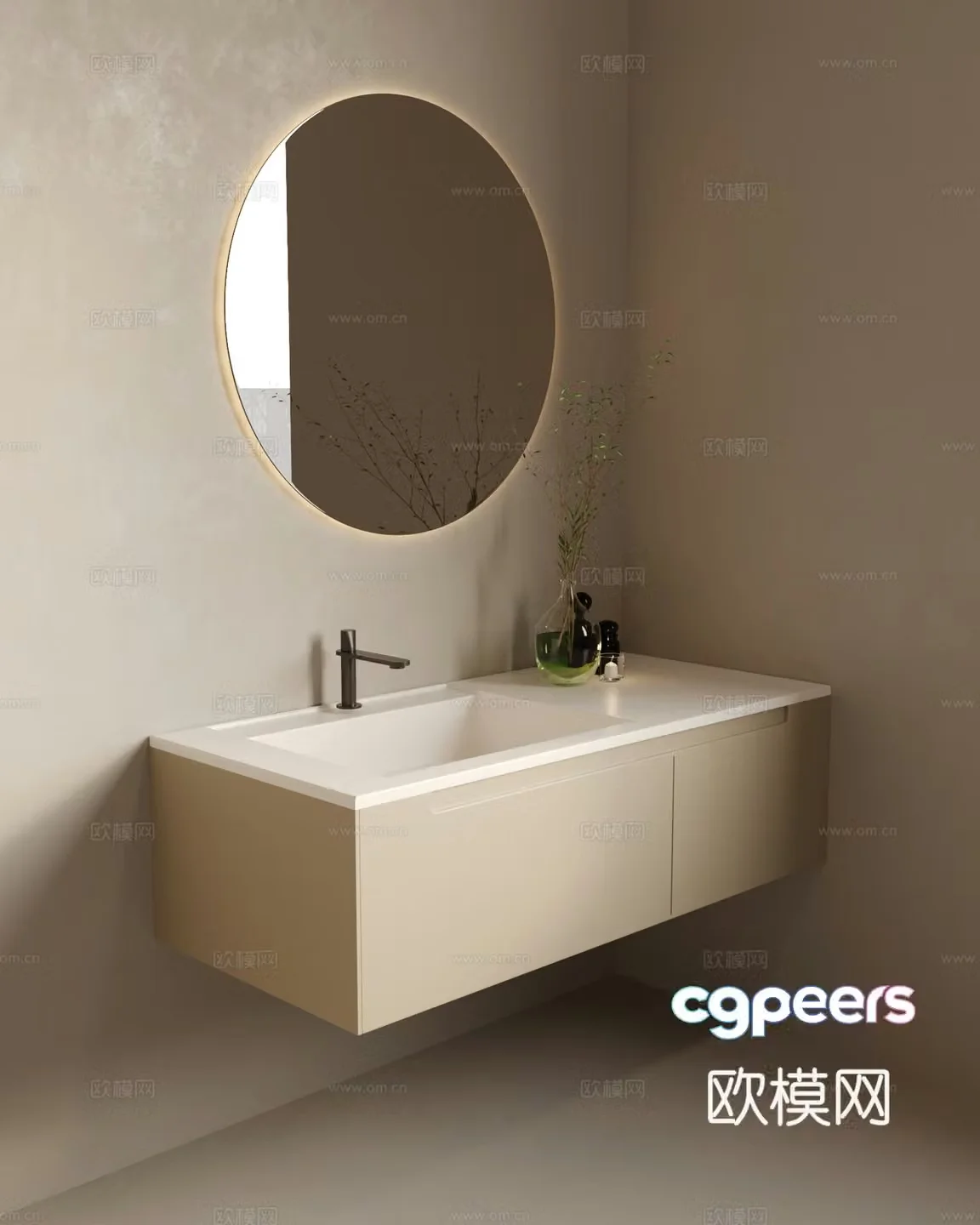 Bathroom cabinet modern creamy bathroom cabinet bathroom cabinet 3d model