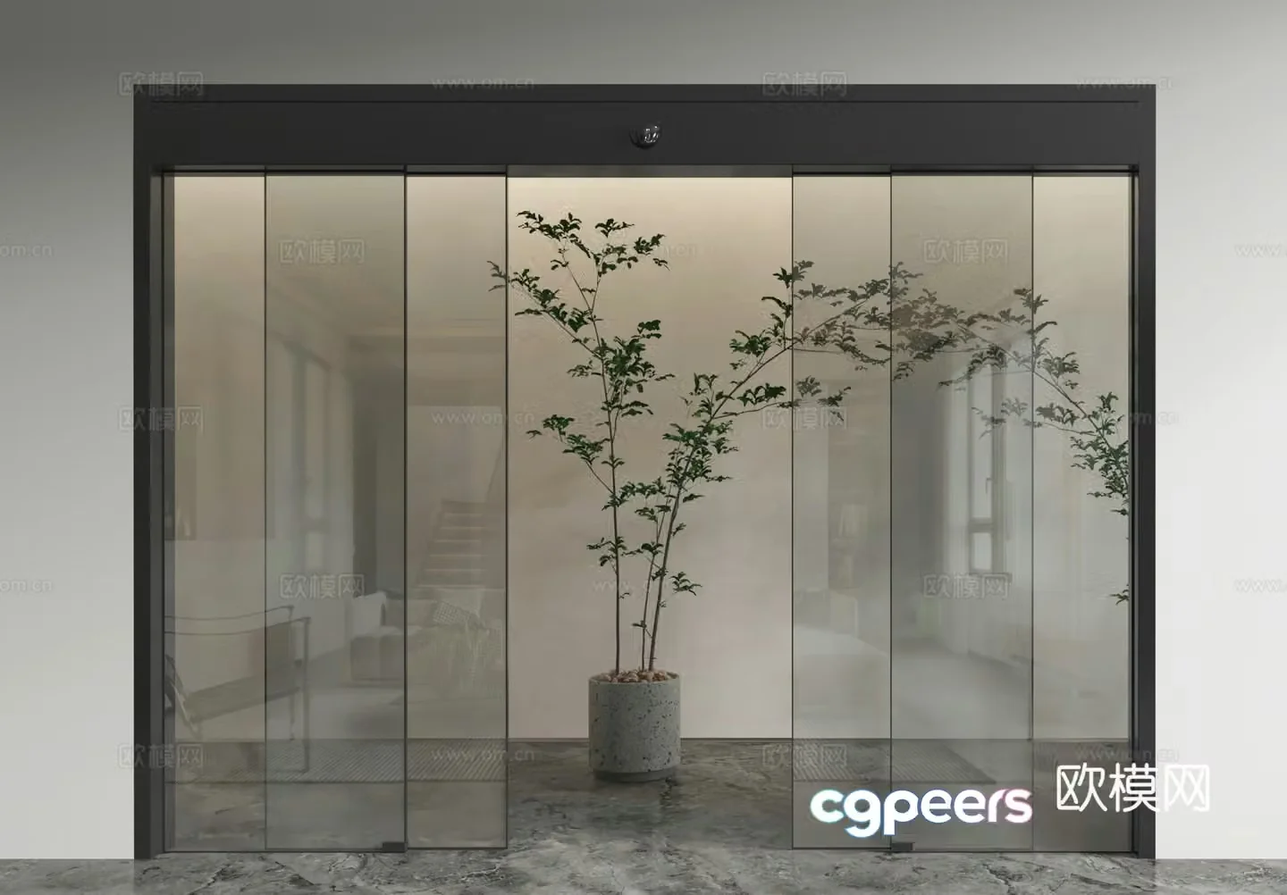 Modern electric door Electric glass door Electric induction door Glass door 3D model