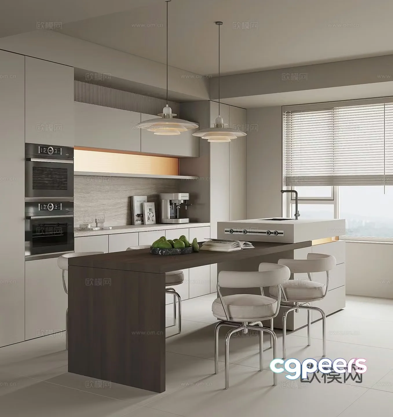 Modern island restaurant 3d model