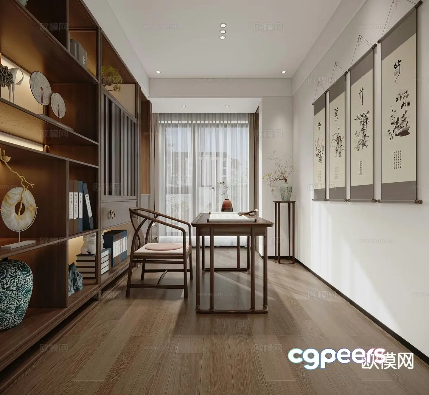 New Chinese style study tea room 3D model