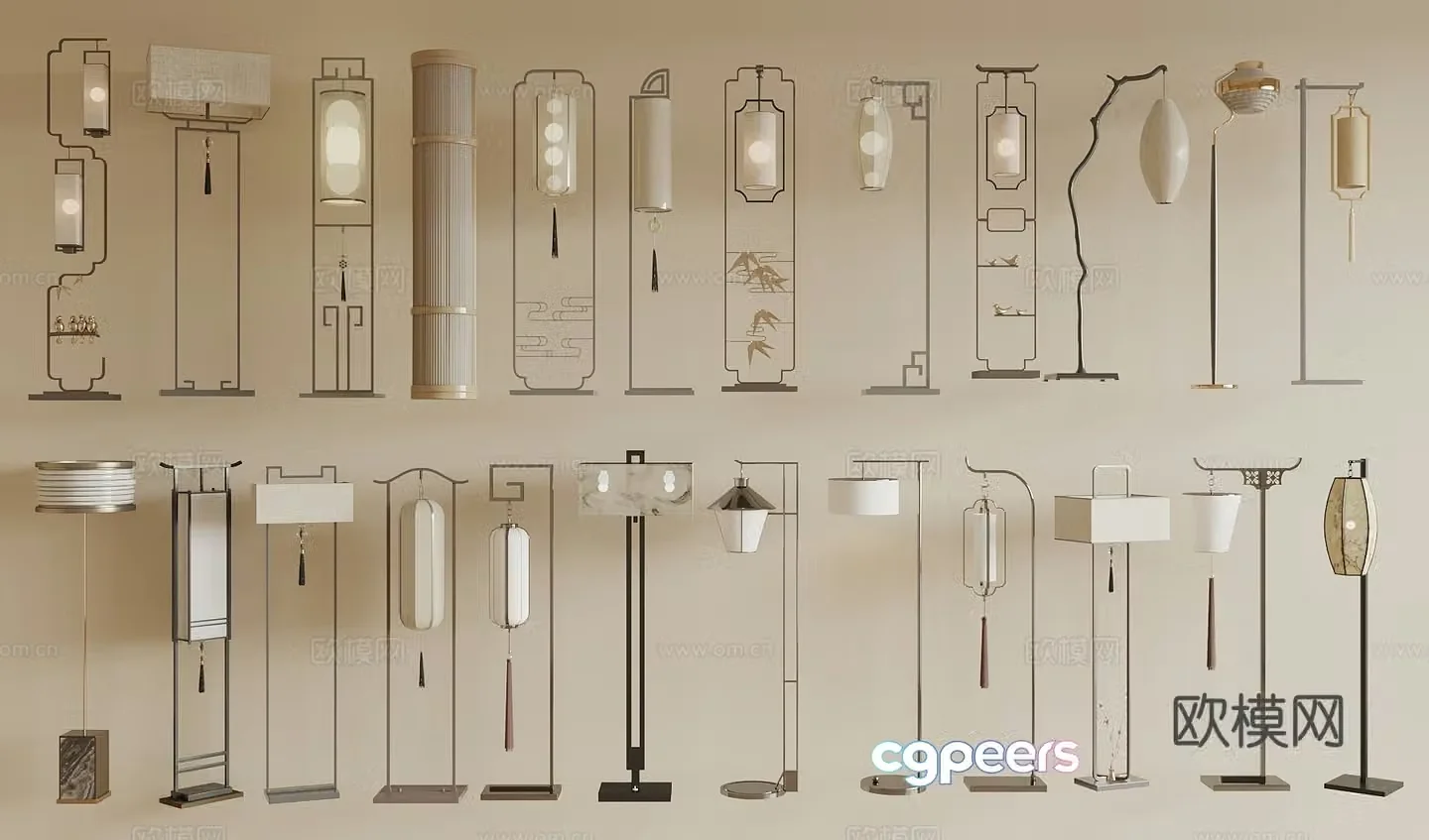 New Chinese floor lamp 3D model