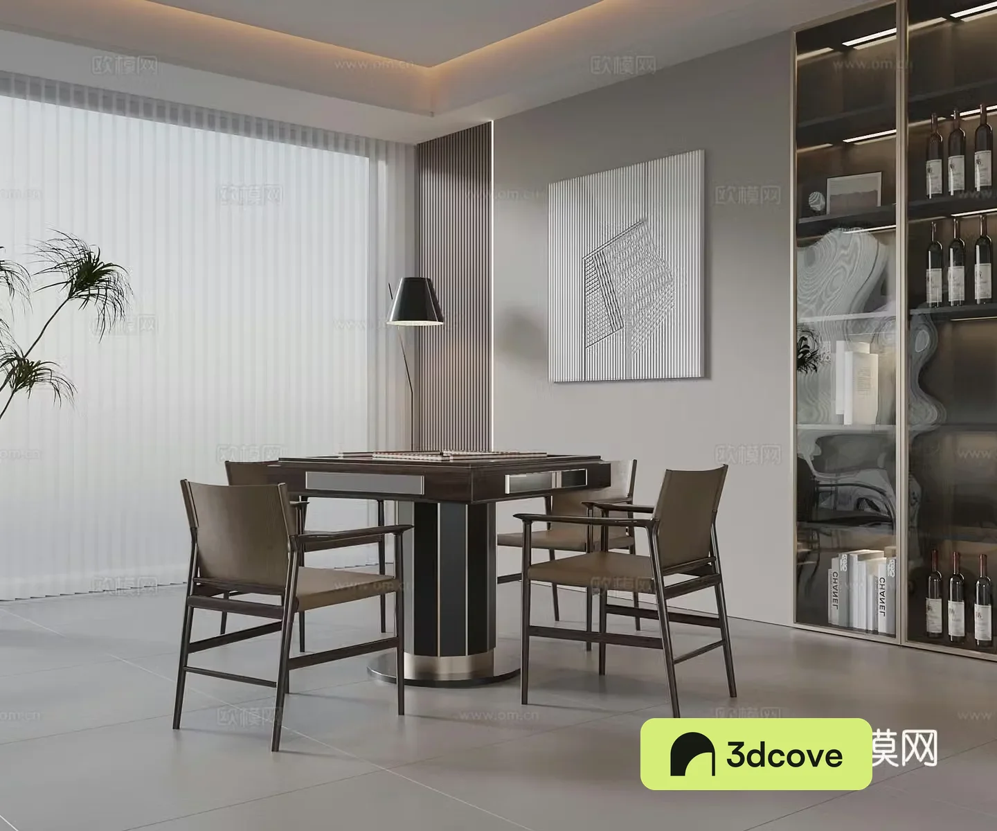 Modern mahjong table chess and card room mahjong room