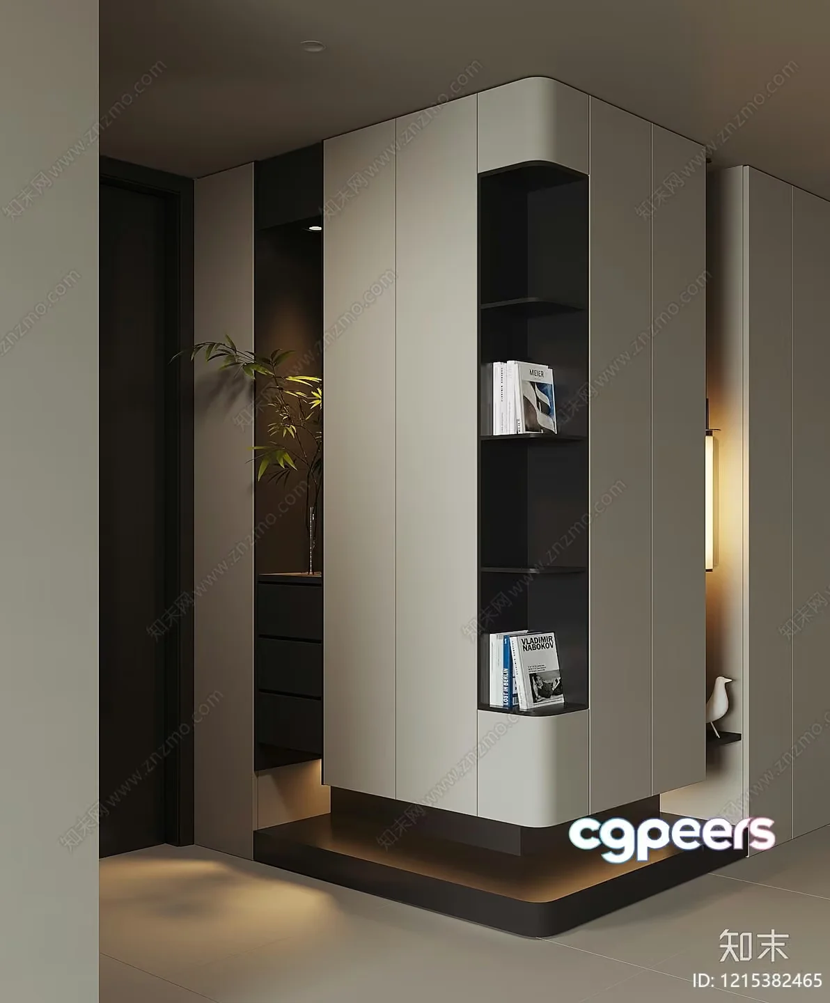 Modern Bookshelf 3D Model – 12572 – VRAY Render