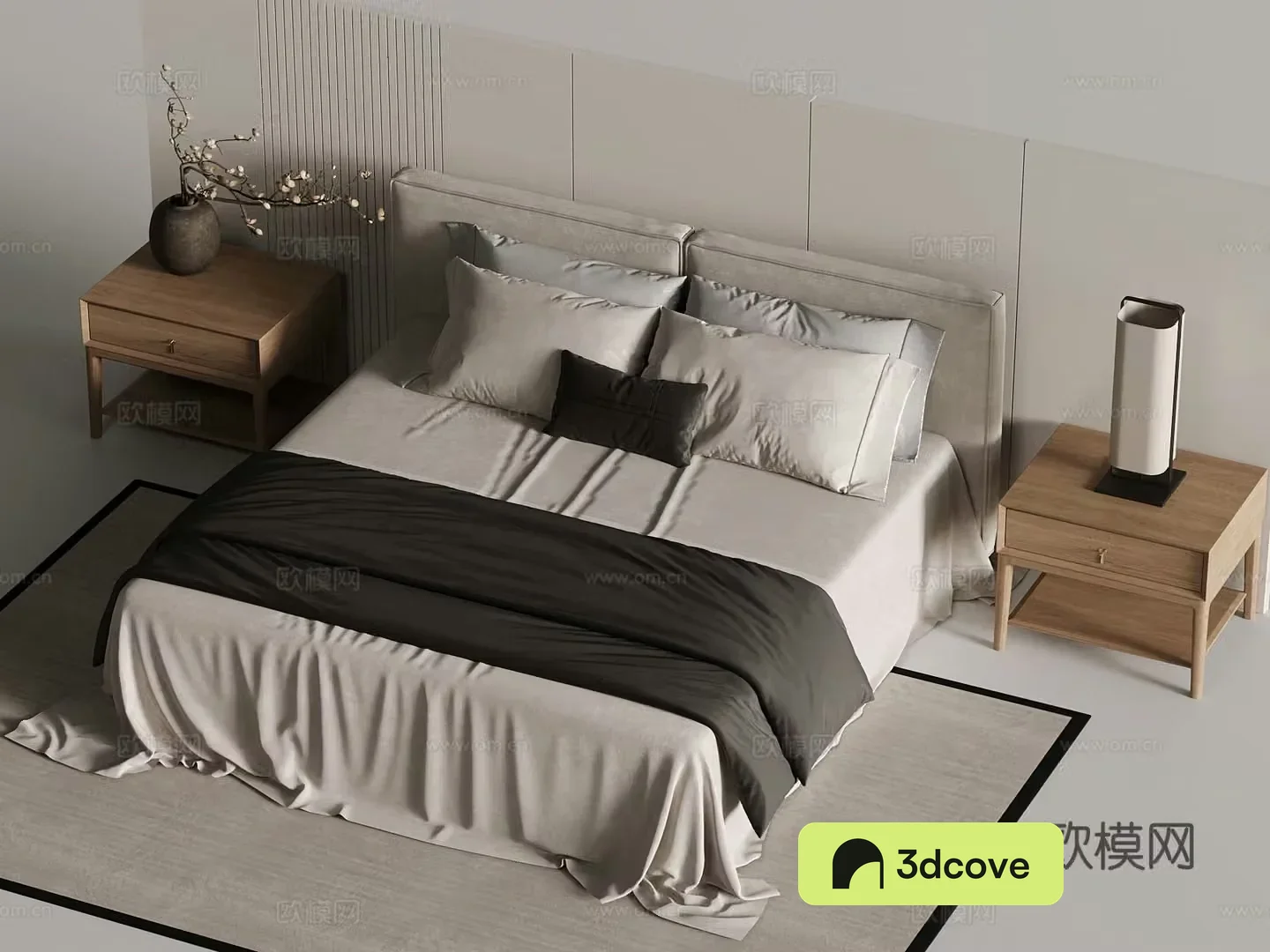New Chinese style double bed bedside table