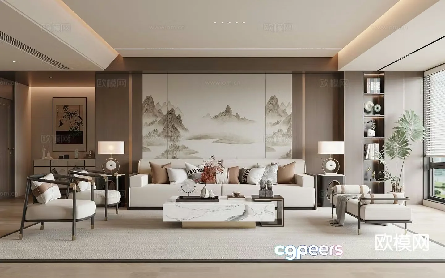 New Chinese living room Song’s aesthetic 3D model