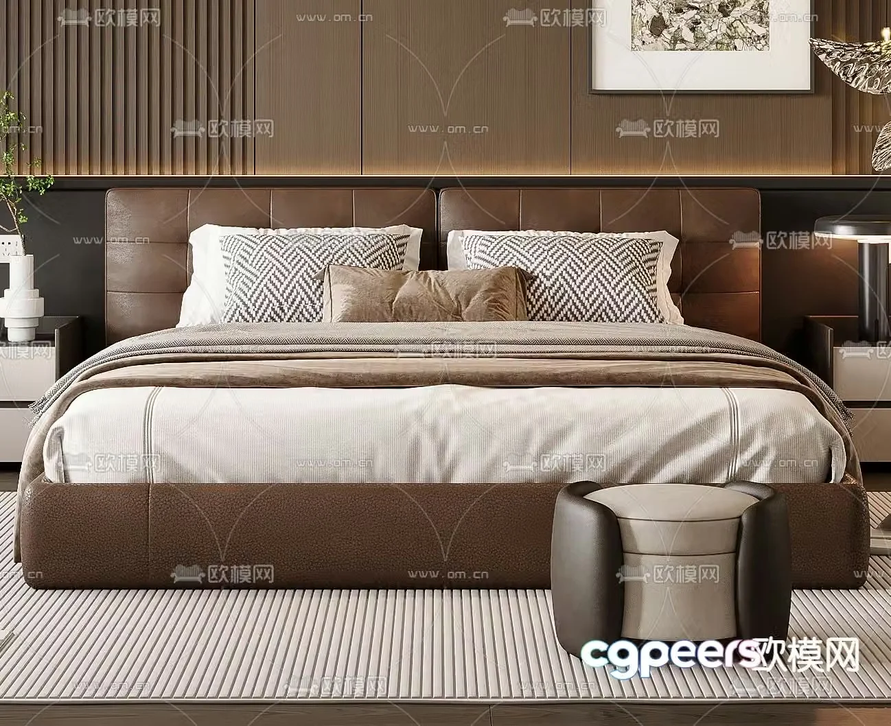 Italian double bed 3d model