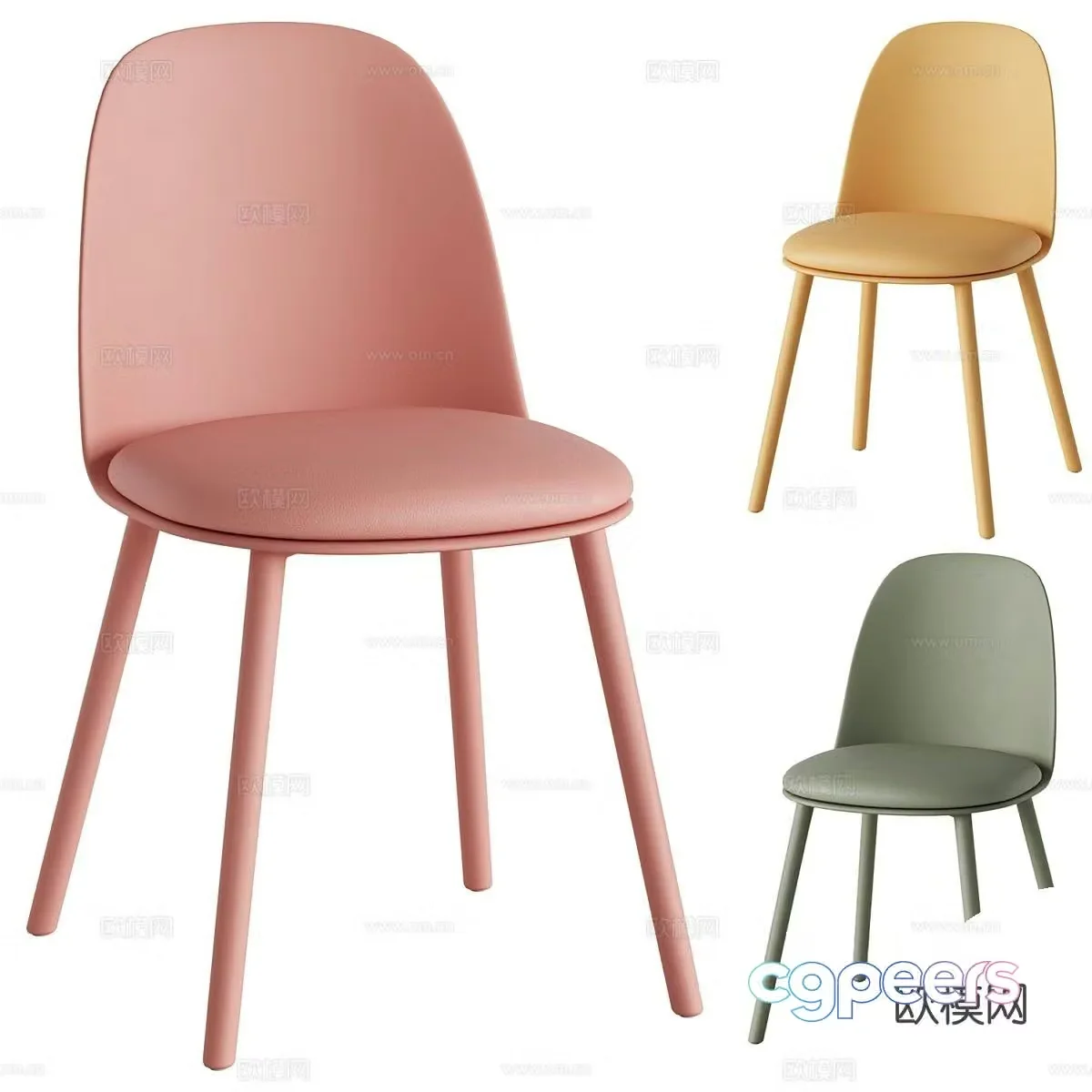 Single chair dining chair 3d model