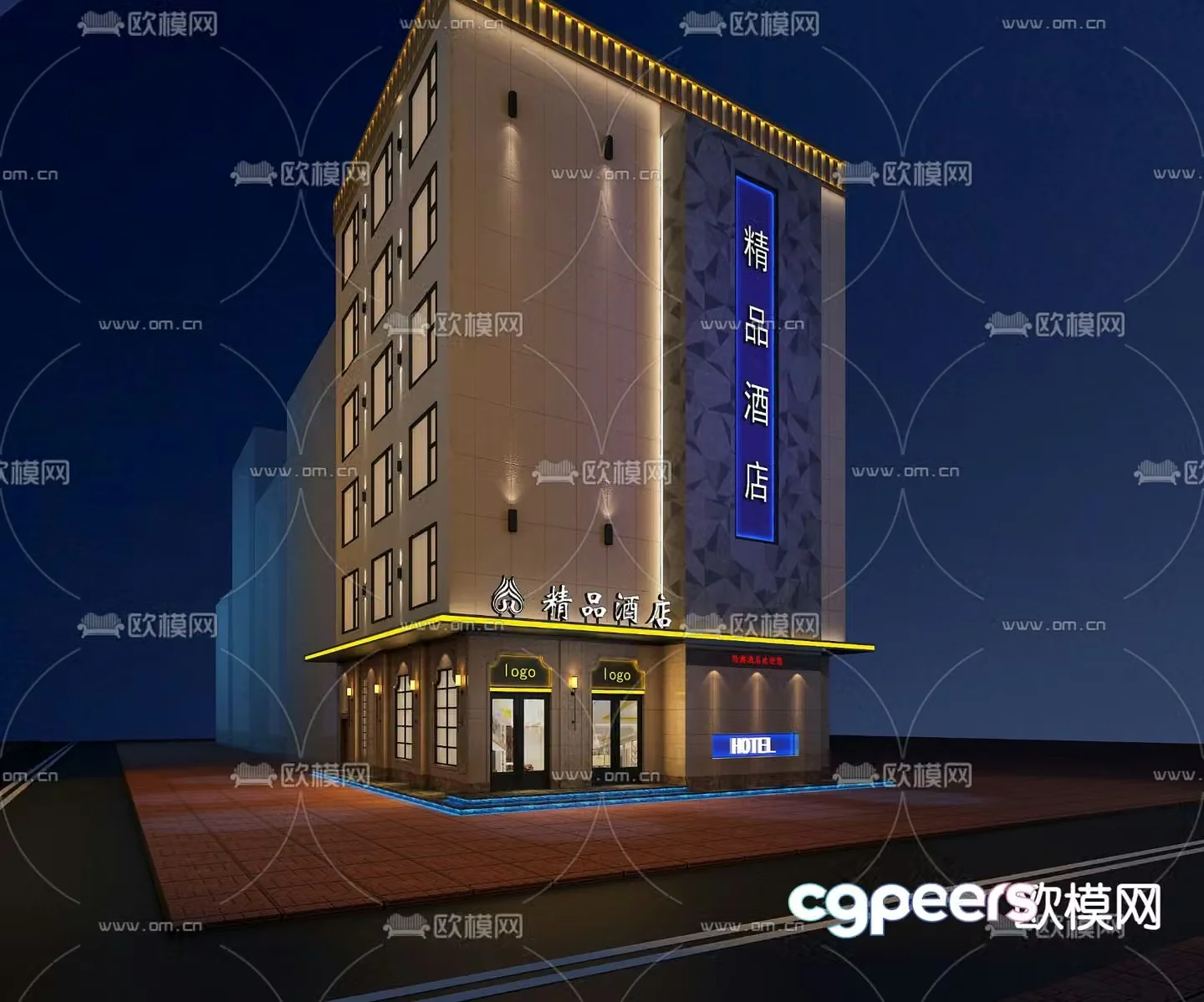 Hotel exterior 3d model