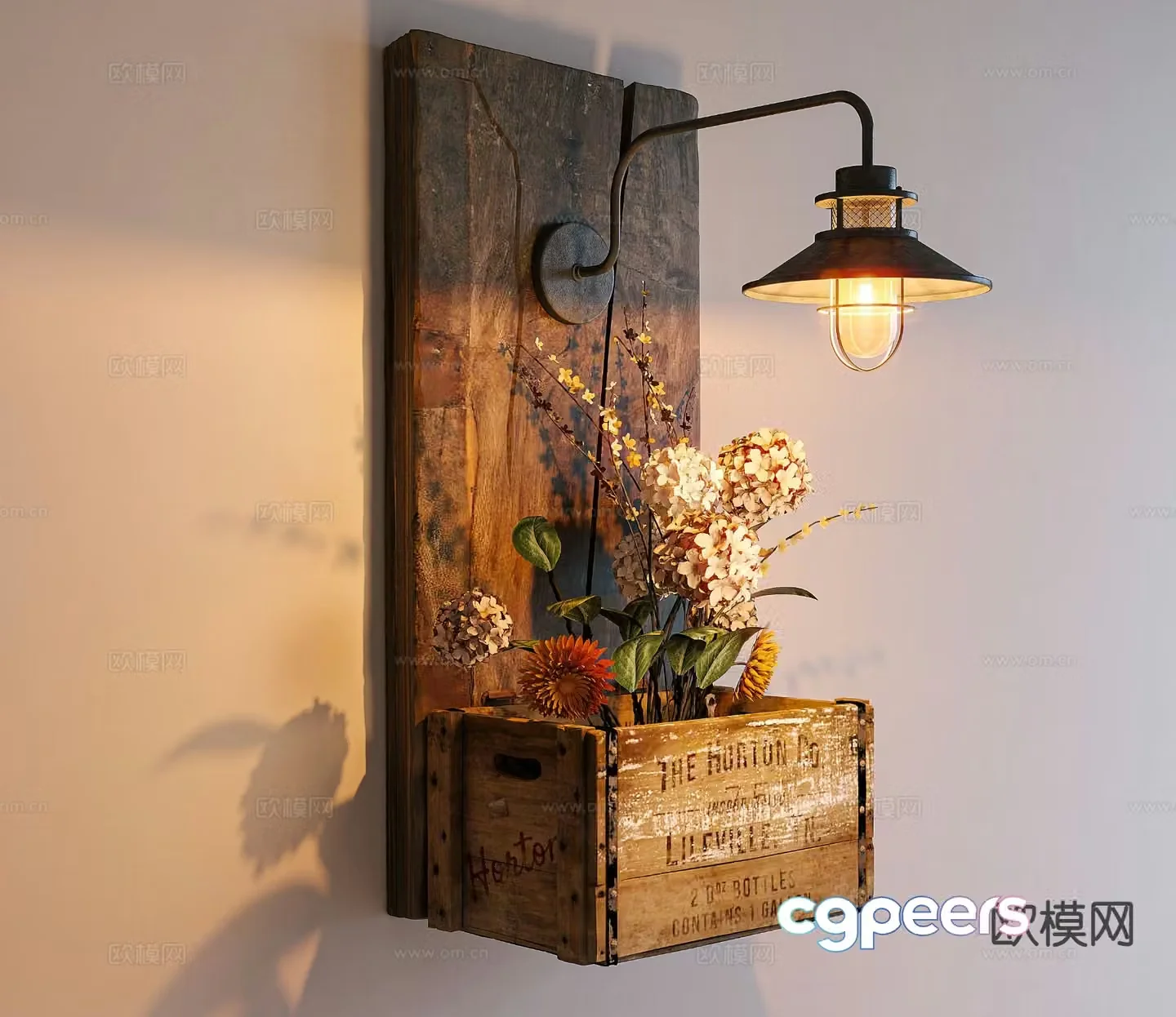 Log style wall lamp 3d model