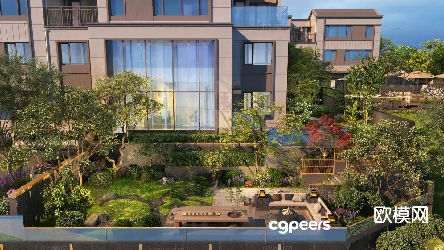 Courtyard landscape garden 3d model