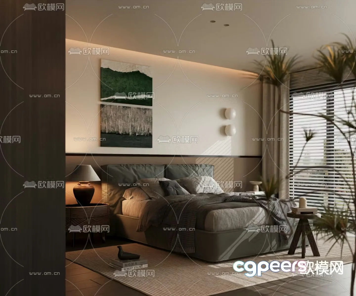Italian double bed 3d model
