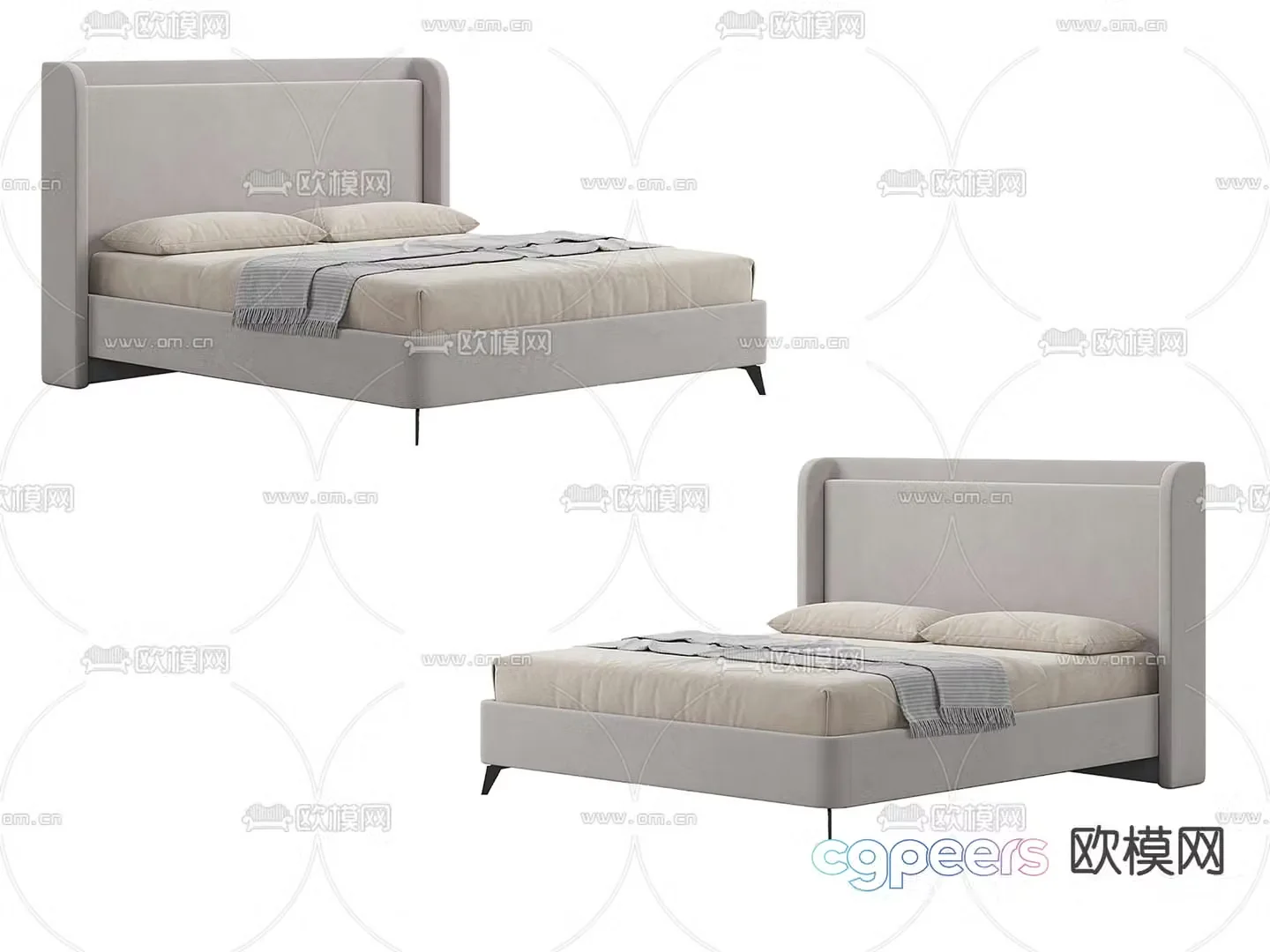 Modern double bed 3d model
