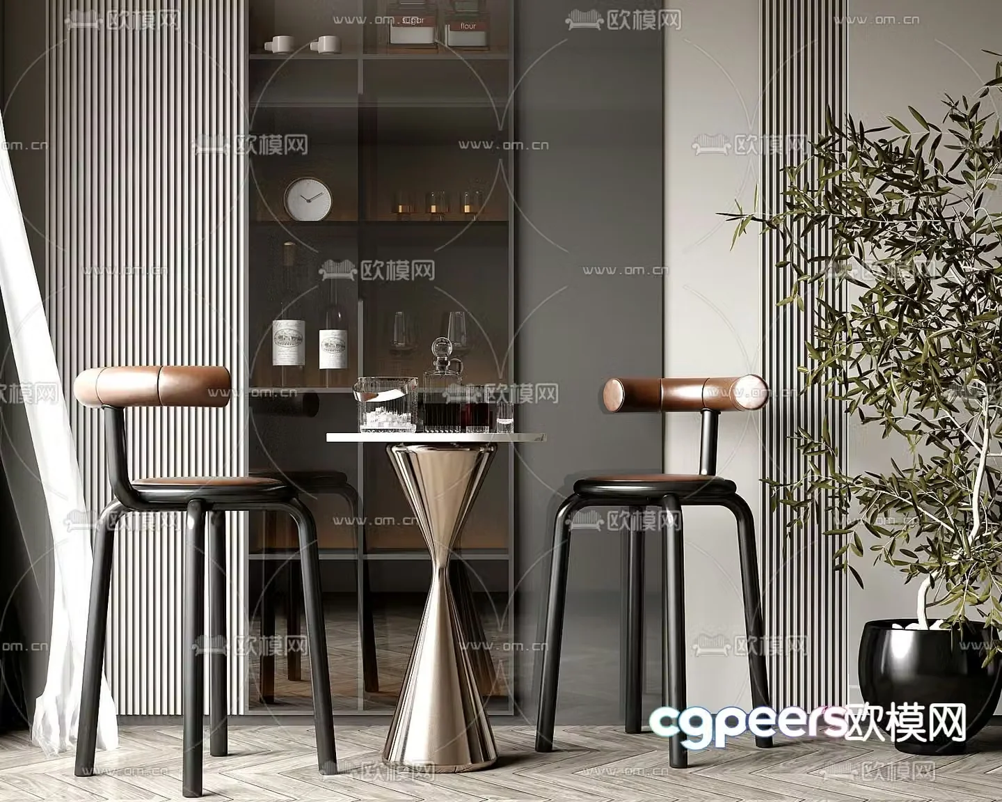 Wine tasting area bar bar chair bar stool 3d model