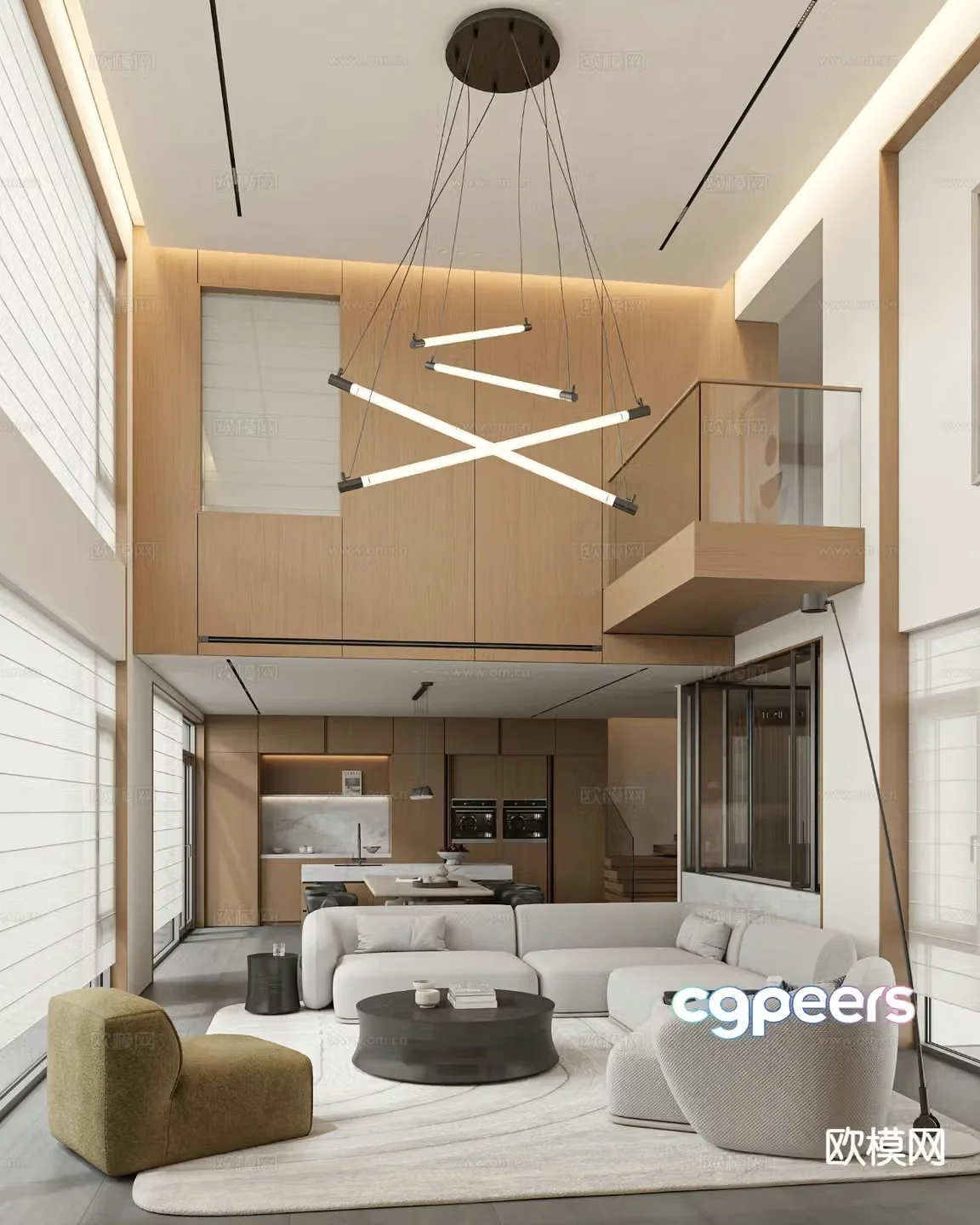 Modern villa guest dining room 3D model