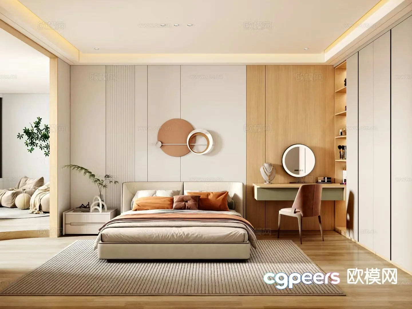 Cream style bedroom master bedroom 3d model