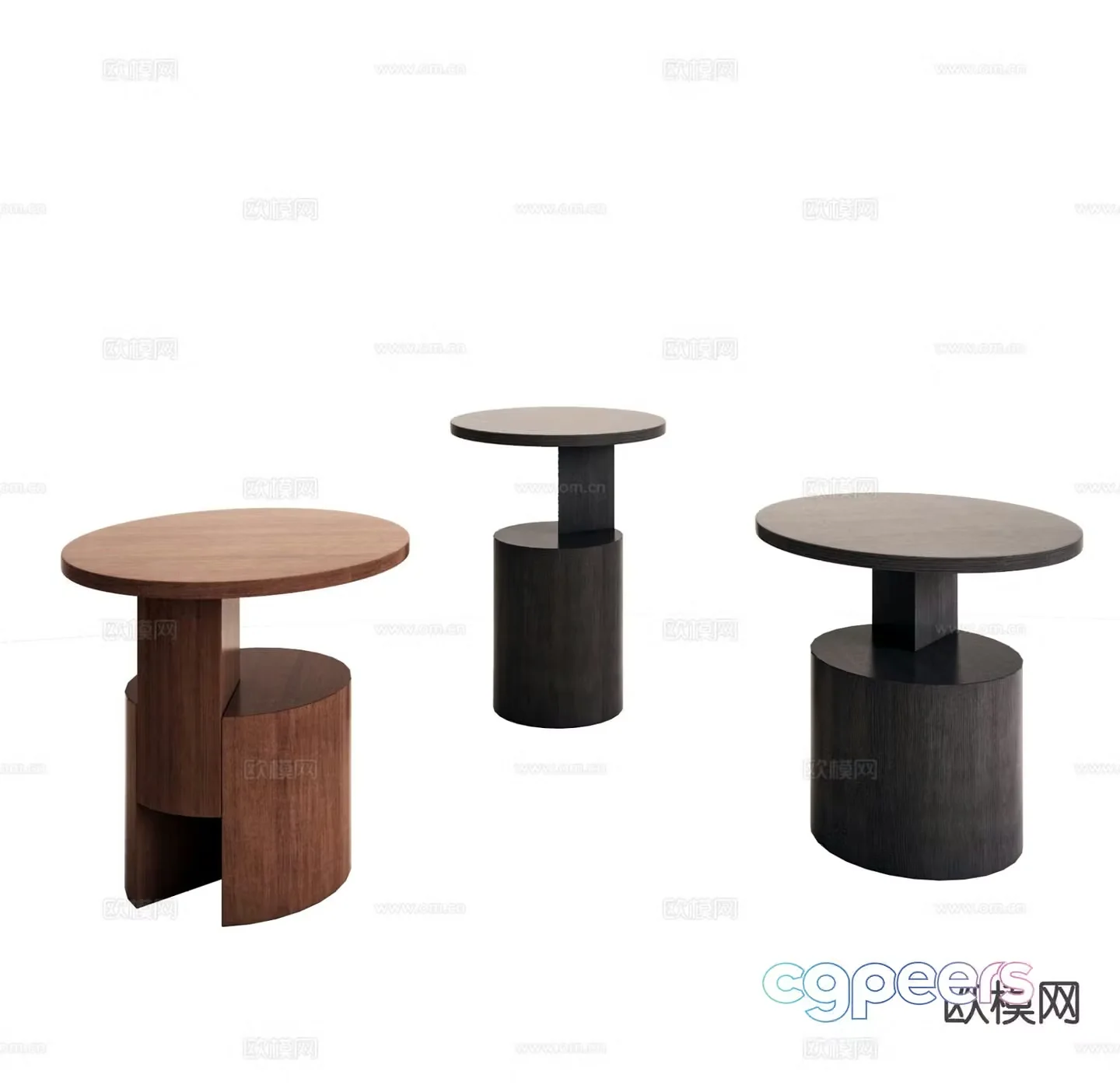 Medieval corner table round table side table 3D model