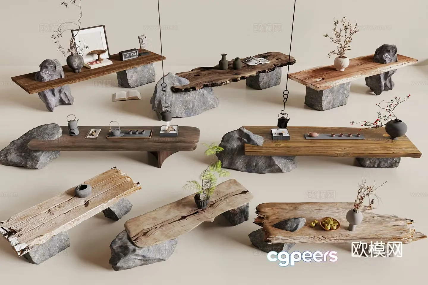New Chinese tea table 3d model