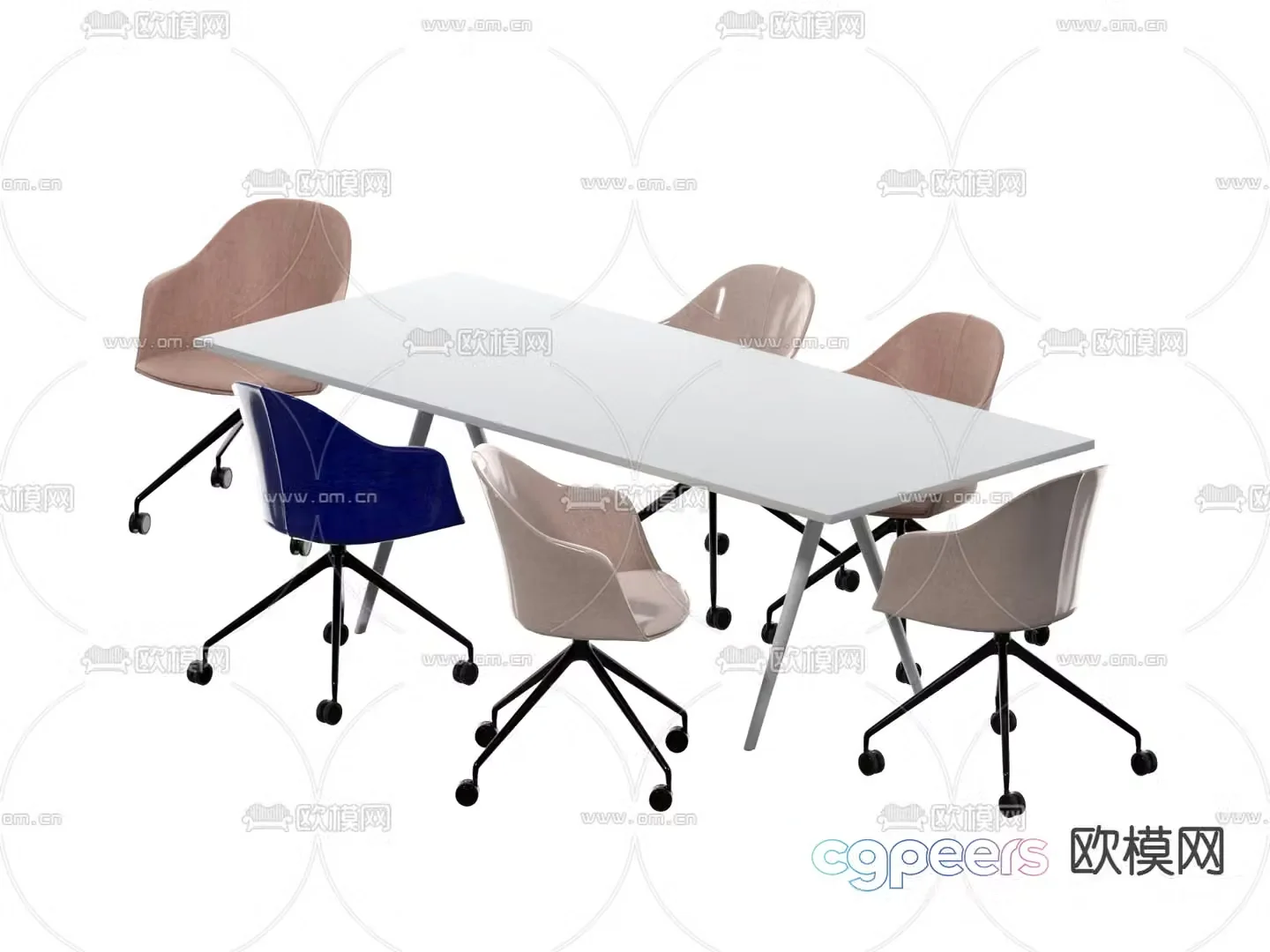 Modern desk office desk and chair 3d model