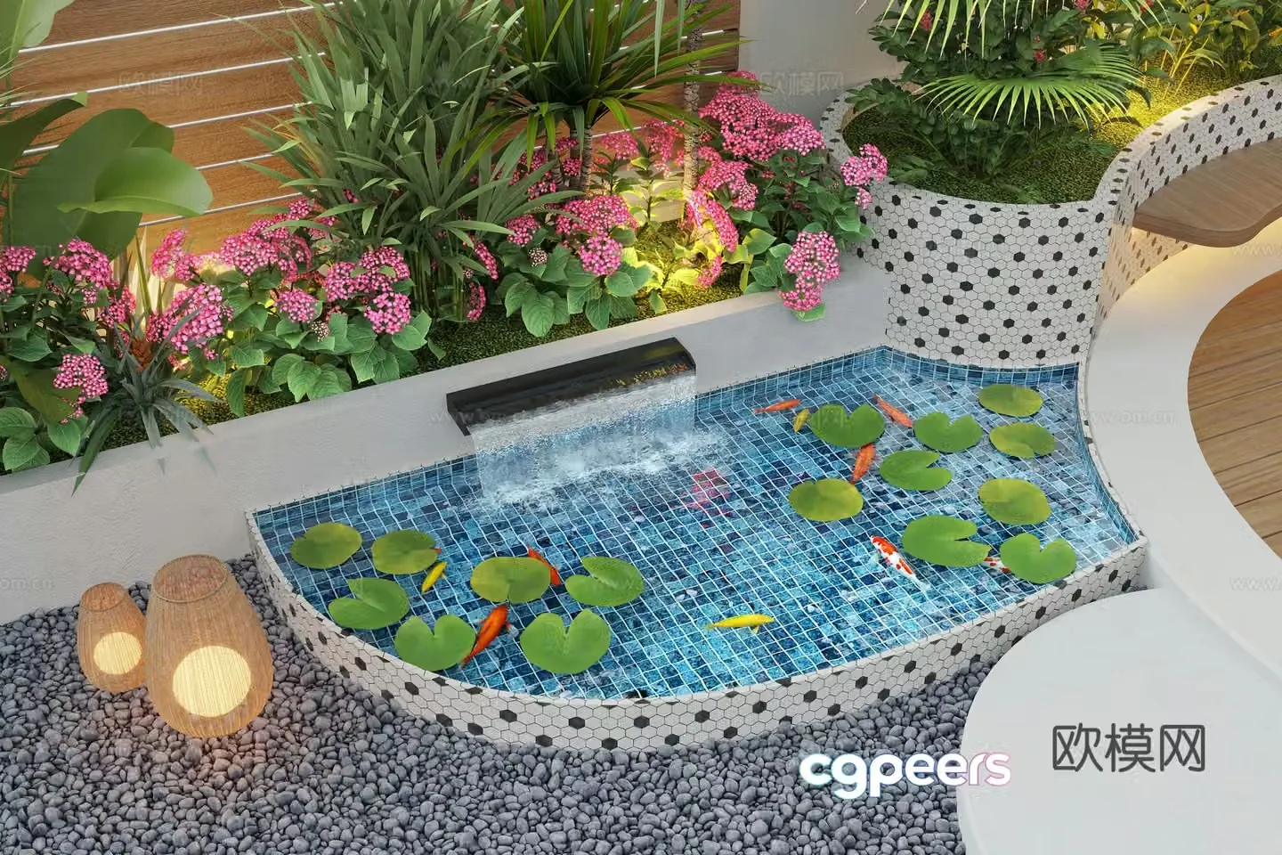 Modern water landscape garden waterscape water bowl stacked water water drop 3d model