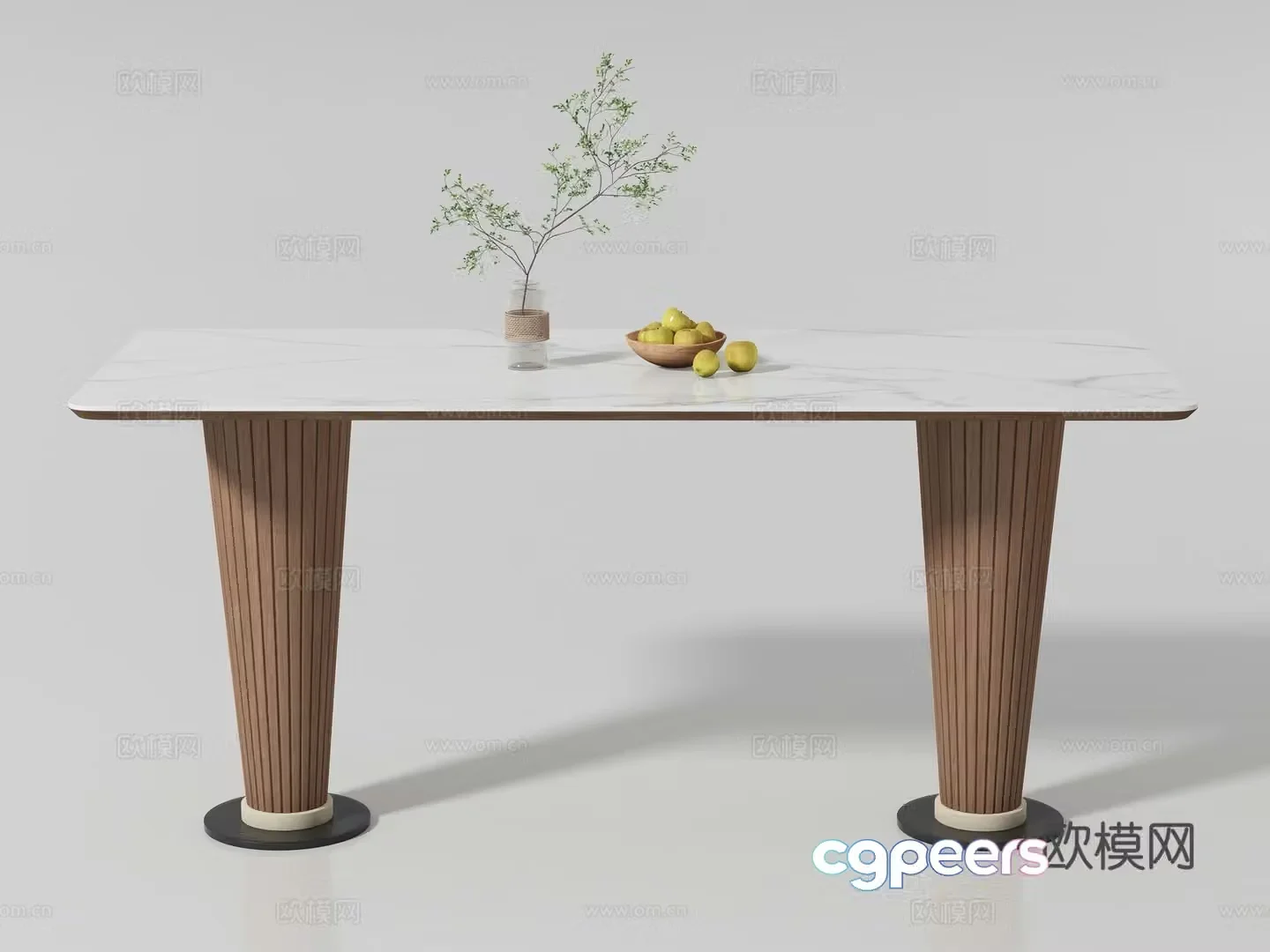 Modern medieval style long dining table and chair 3D model