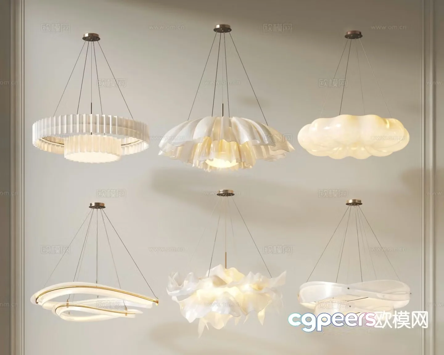 Cream style chandelier lace chandelier 3d model