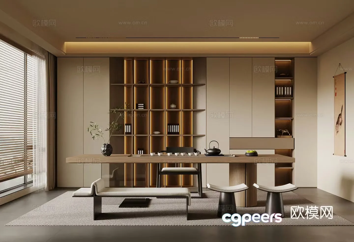 New Chinese-style tea room Song’s tea room Tea table Tea cabinet 3D model