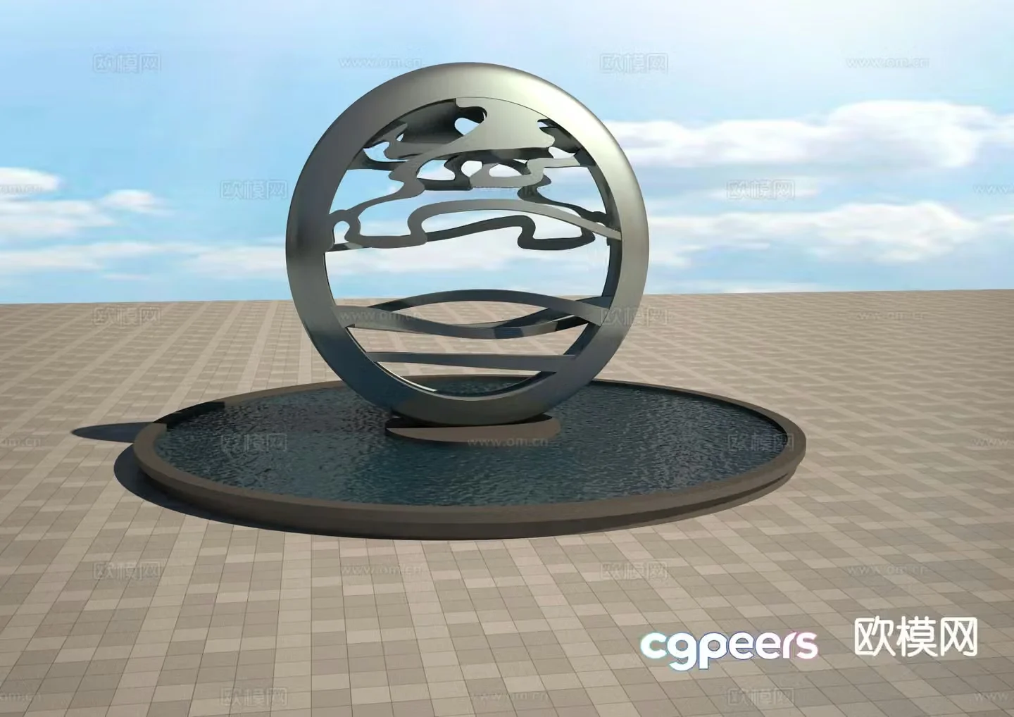 moon sculpture landscape sculpture 3d model
