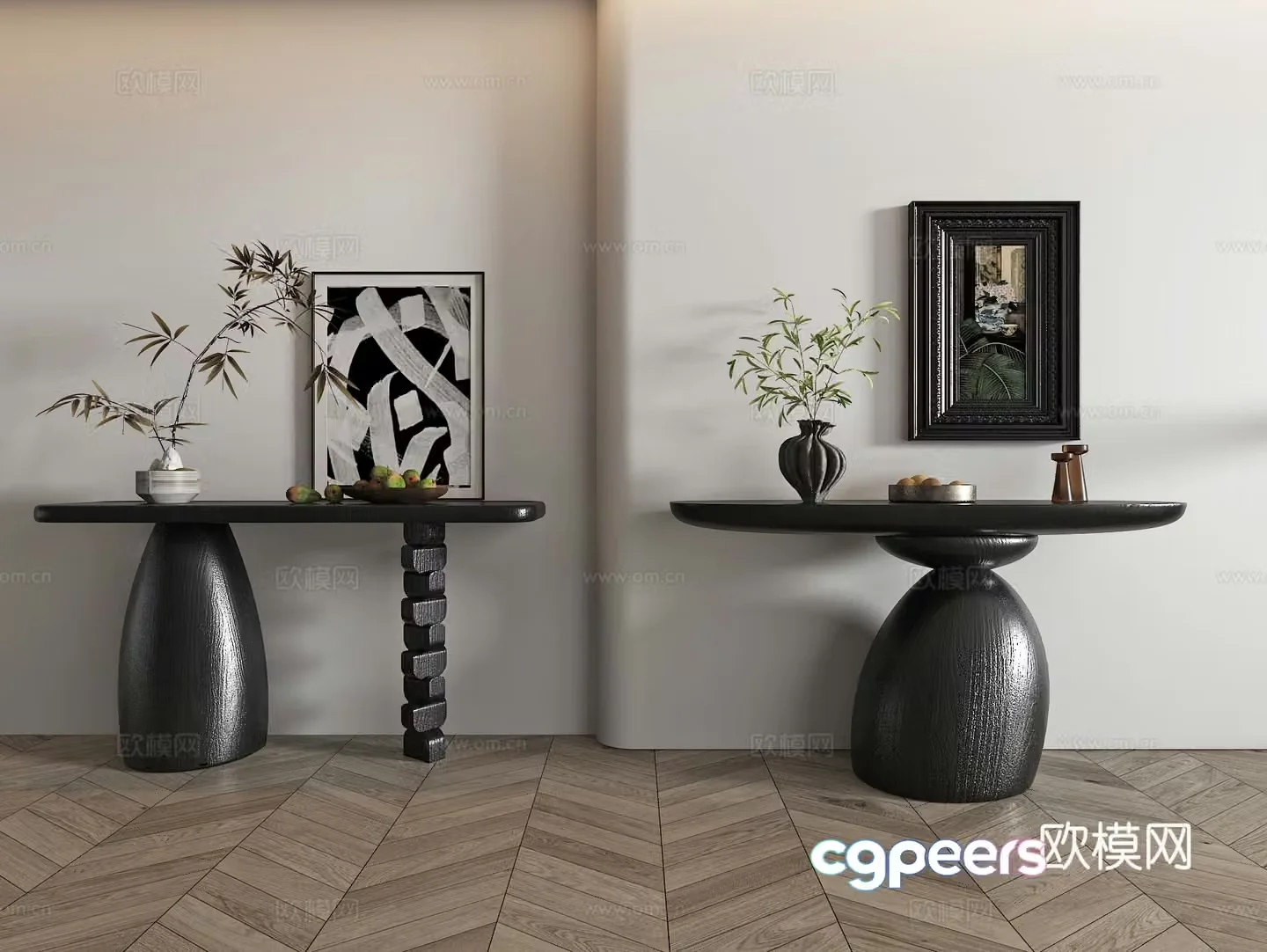 Modern entrance door case 3D model of end viewing platform
