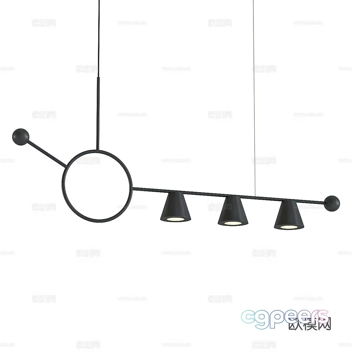 Modern straight chandelier long chandelier 3d model