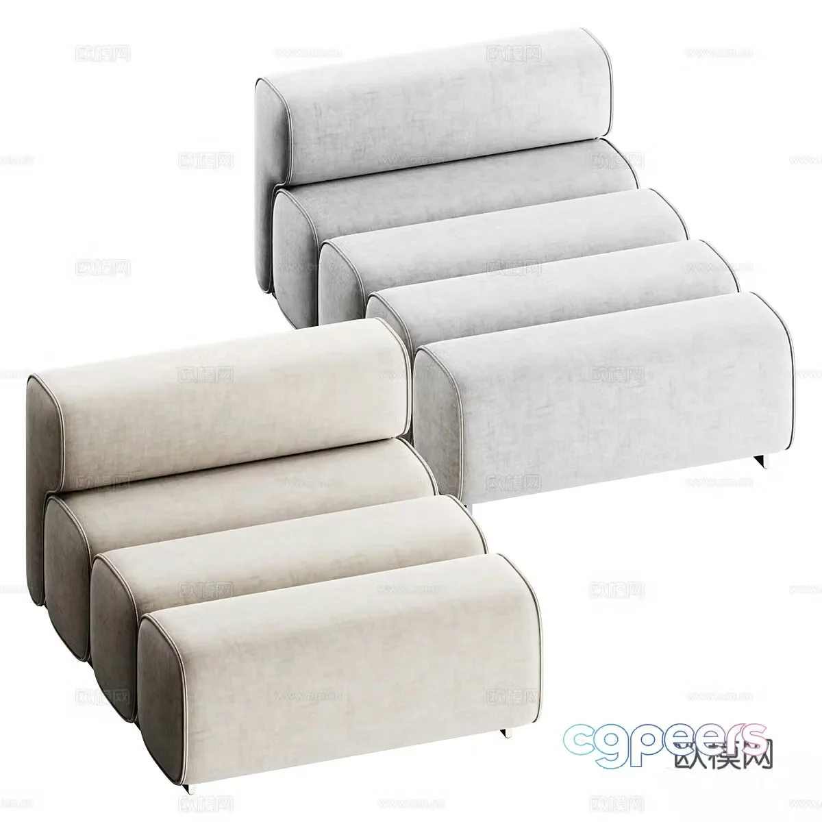 Modern cream style casual sofa 3d model