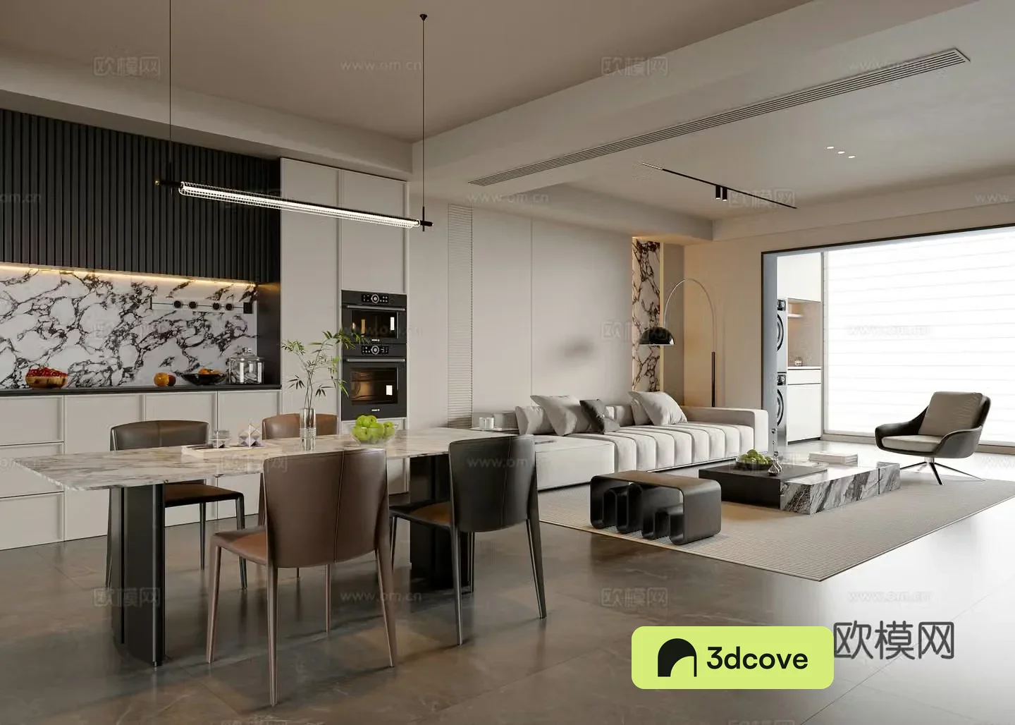 Modern simple living dining room dining table and chair combination sideboard sofa and coffee table combination living room ornaments