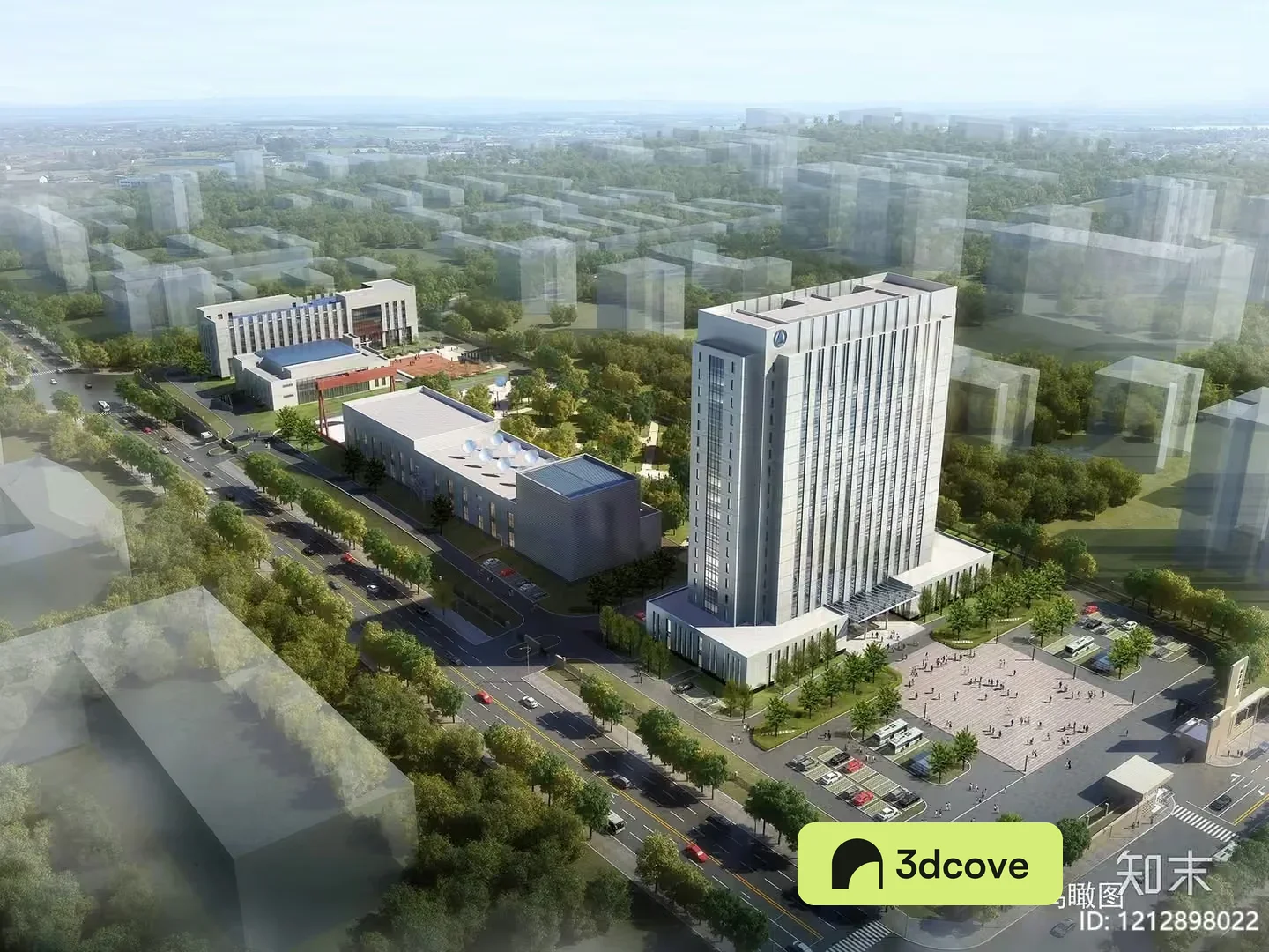 The Main Subject Is A Cityscape With A Large Building And One Key