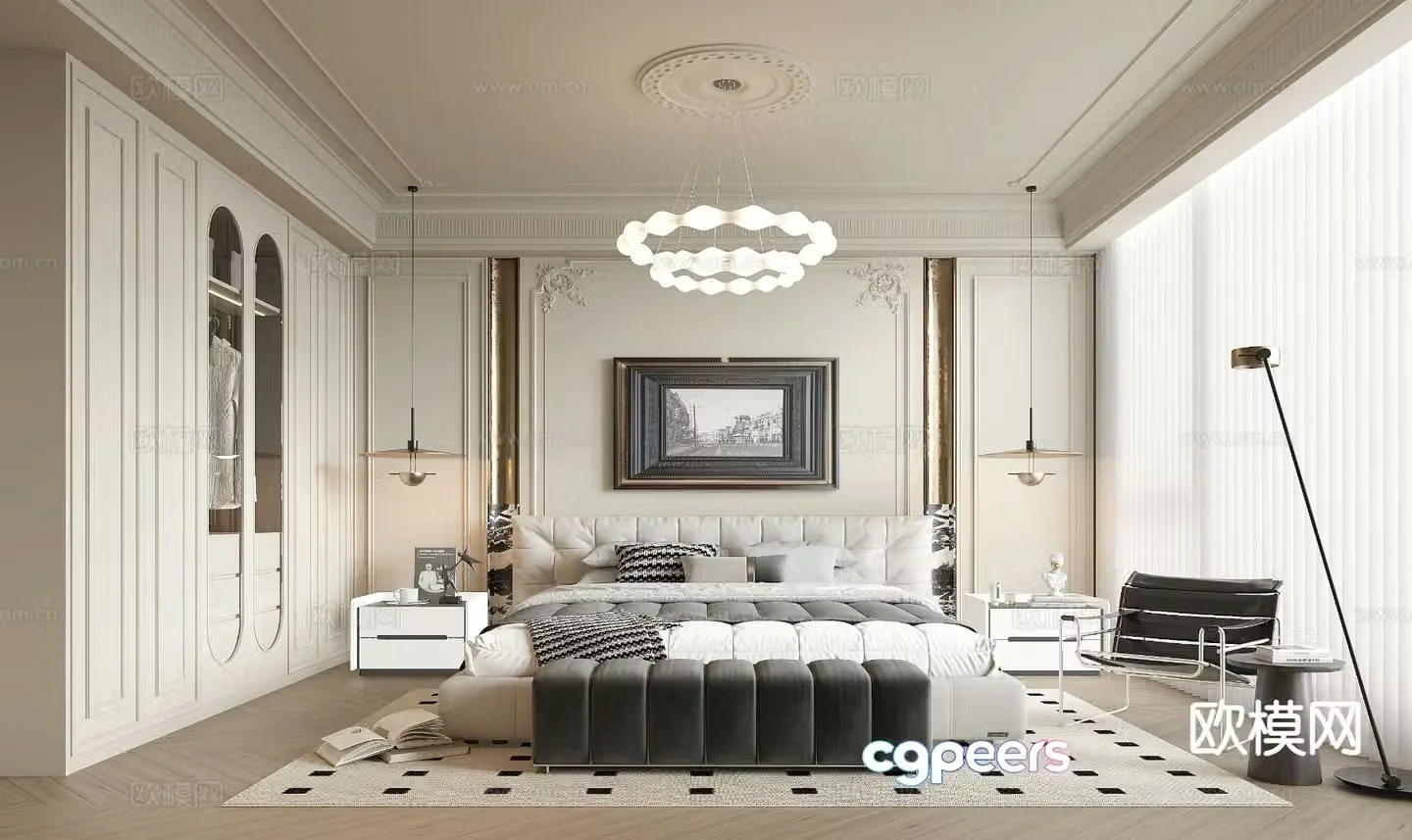 Cream style bedroom master bedroom 3d model