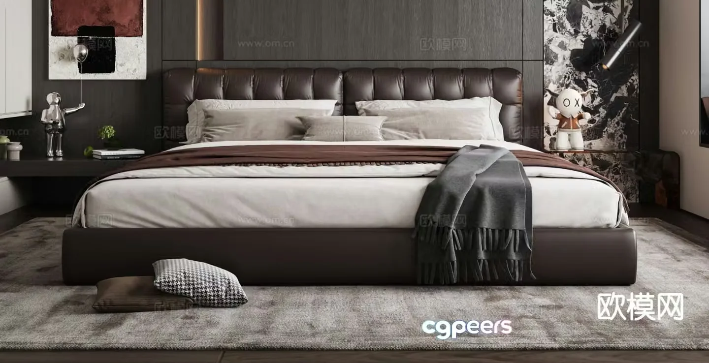 Italian double bed 3d model