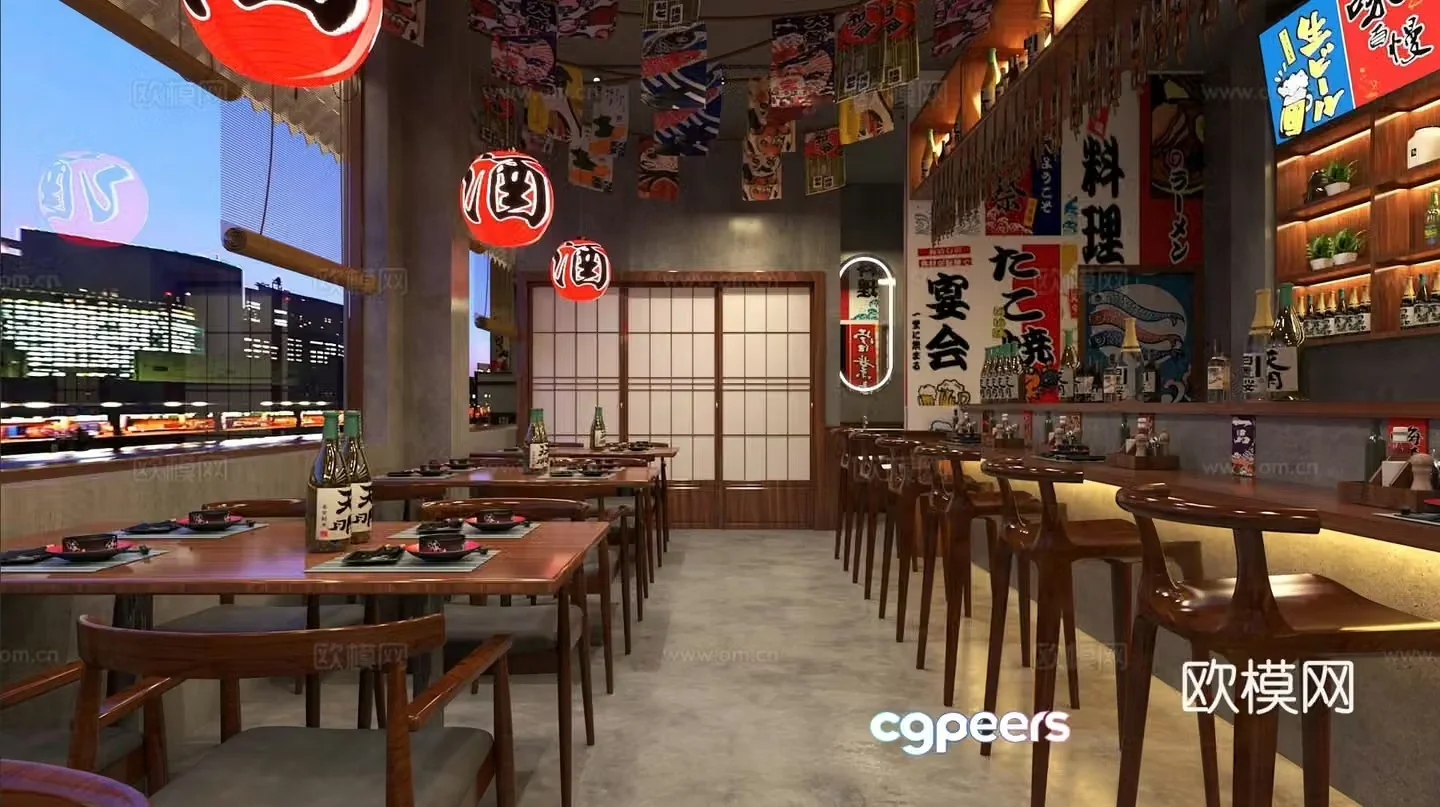 Japanese restaurant izakaya 3d model