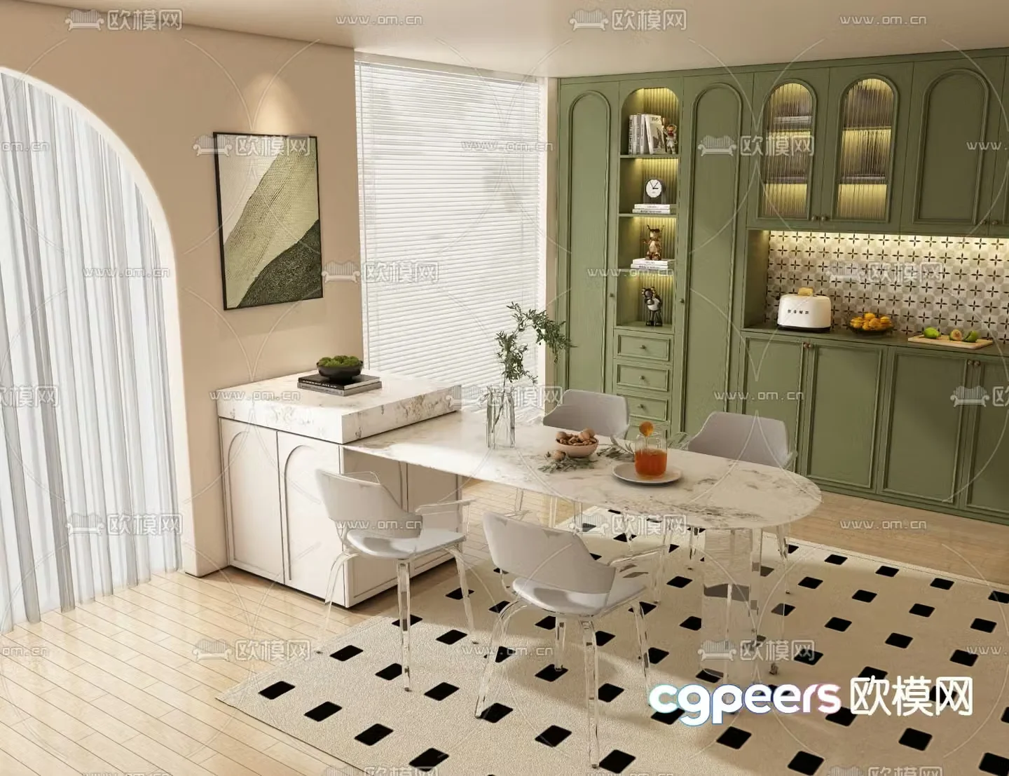 French island bar 3d model