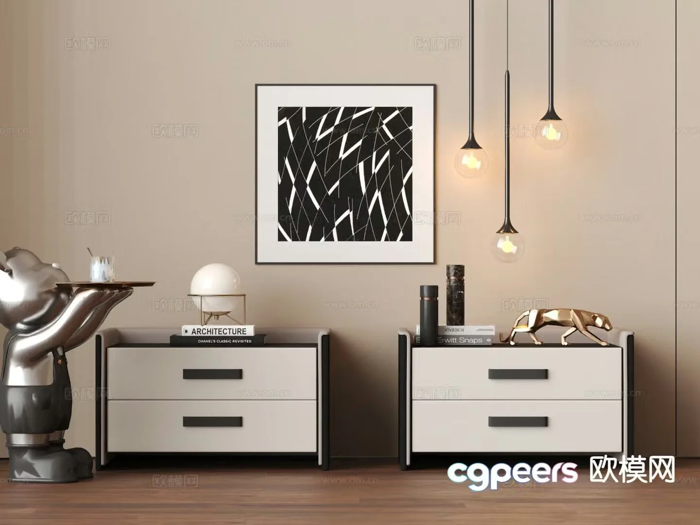 Modern bedside table 3d model