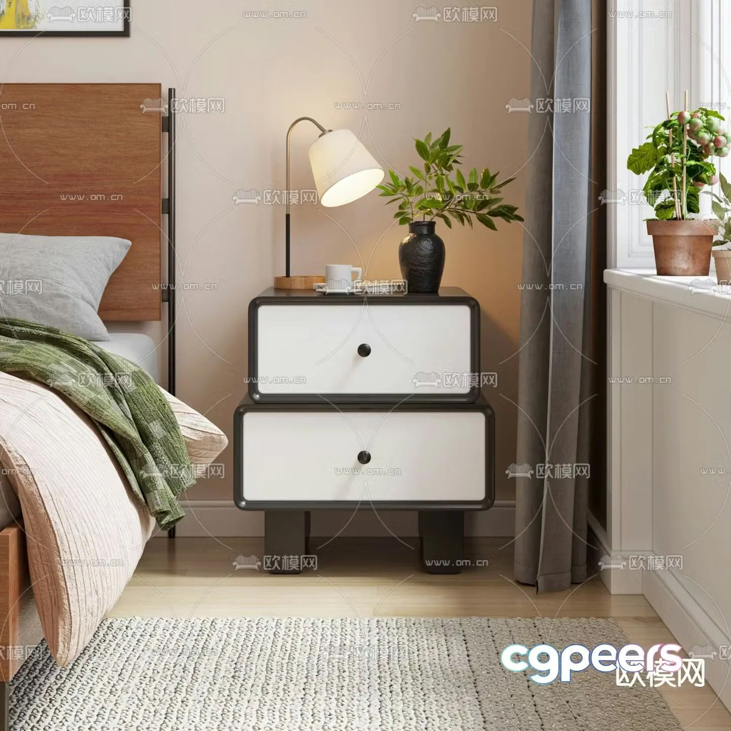 Modern bedside table 3d model